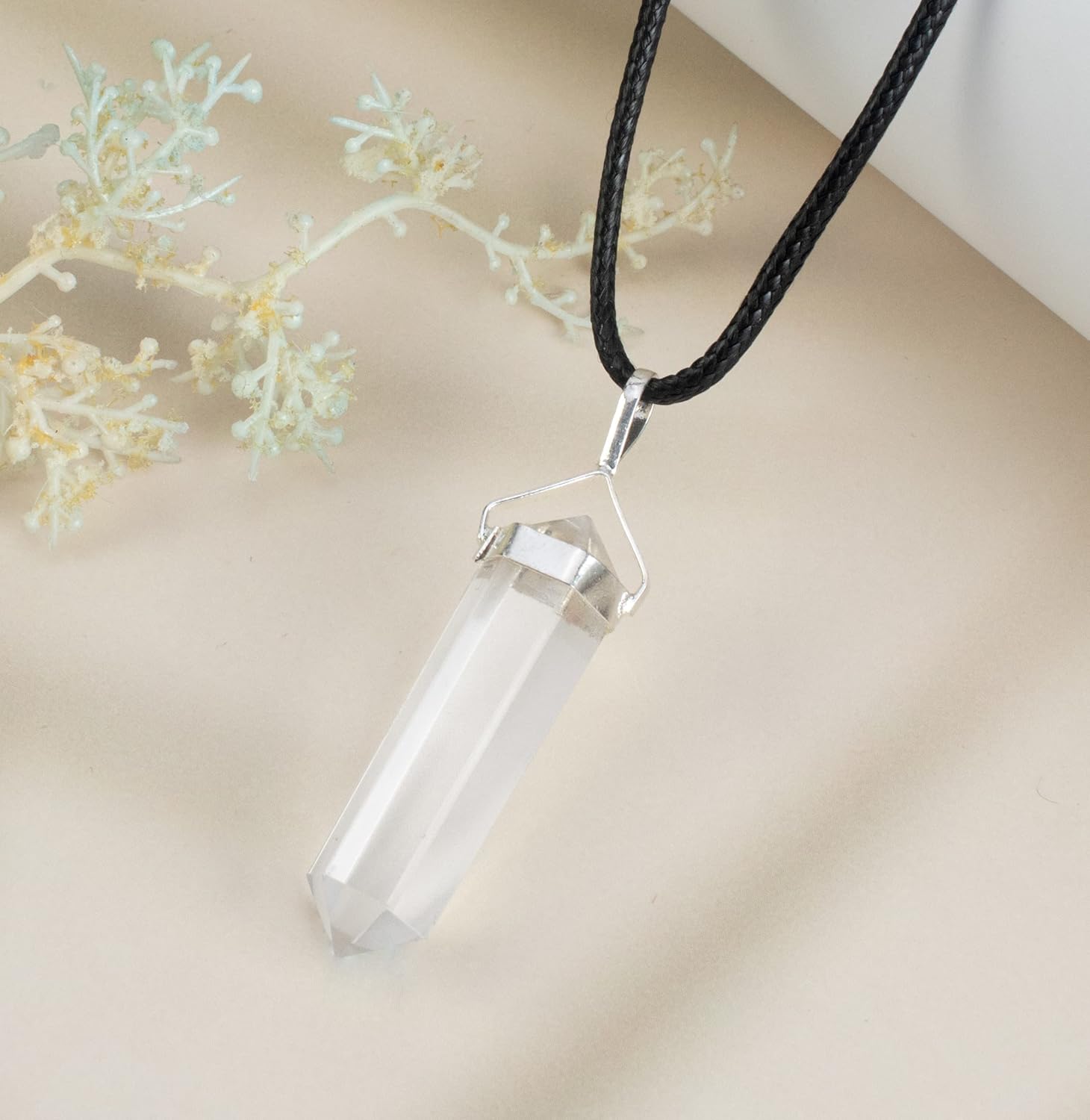 Crocon Gemstone Pencil Pendant Necklace Handmade Reiki Healing Crystal Amulet Natural Stone Jewelry for Unisex Thoughtful Gifts for Women