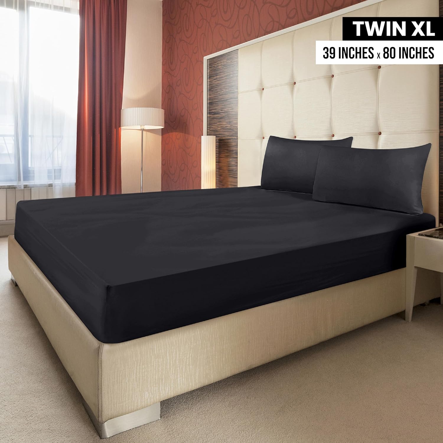 Utopia Bedding Sábanas bajeras de tamaño individual XL, paquete de 2 sábanas inferiores de microfibra suave cepillada, bolsillos profundos,