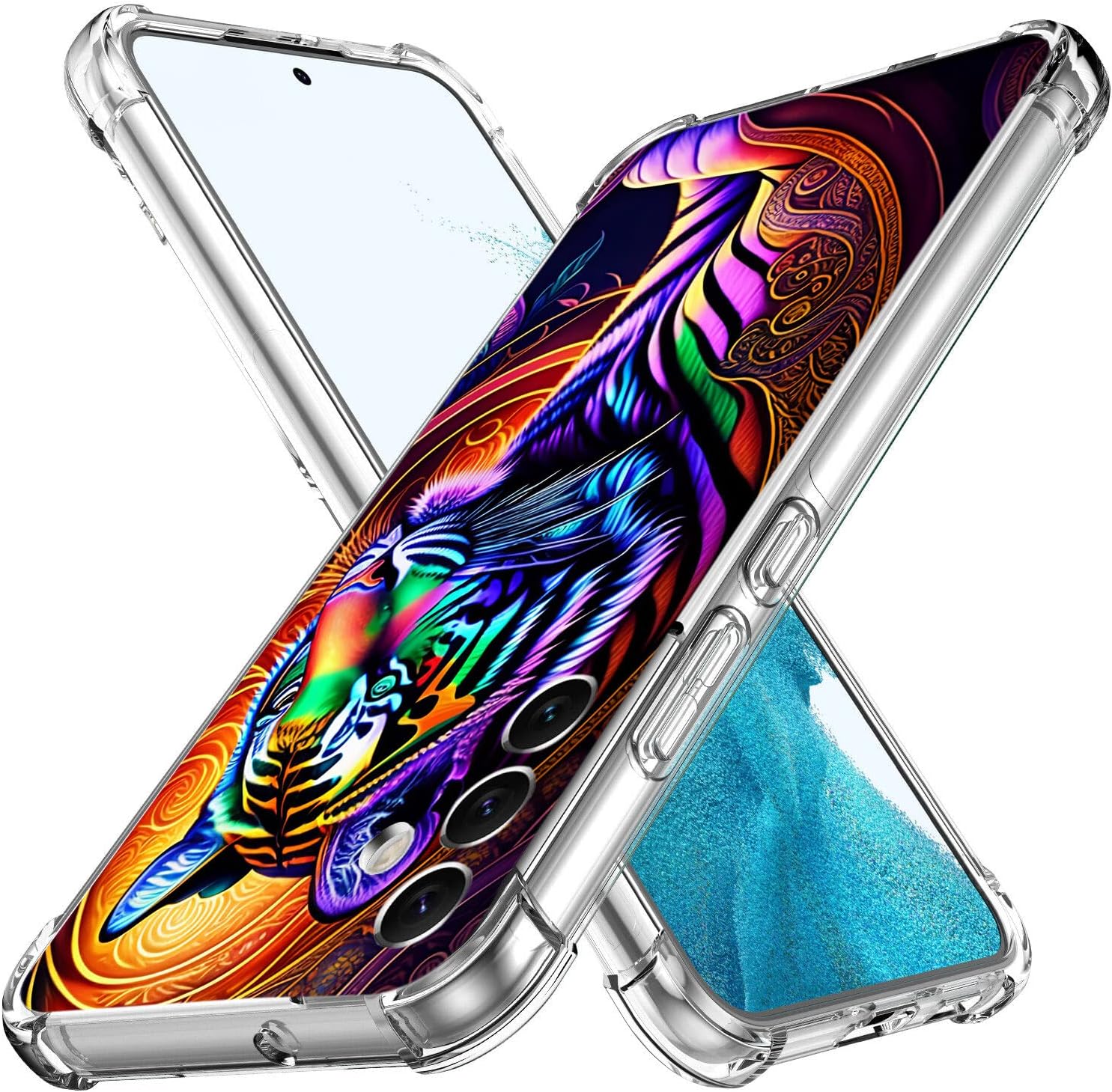Beaucov Funda para Galaxy A54 5G, diseño de mandala de tigre colorido, protección contra caídas, a prueba de golpes, carcasa protectora de cuerpo