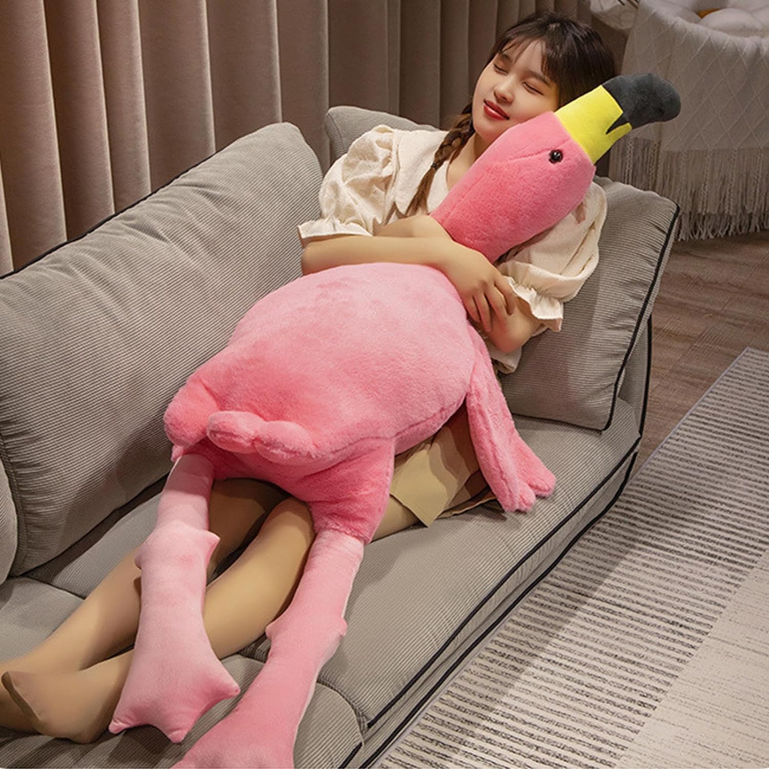 XQEYNT Almohada de peluche de flamenco de 63 pulgadas, muñeca de peluche gigante de flamenco rosa, juguetes de peluche para niños, regalos de
