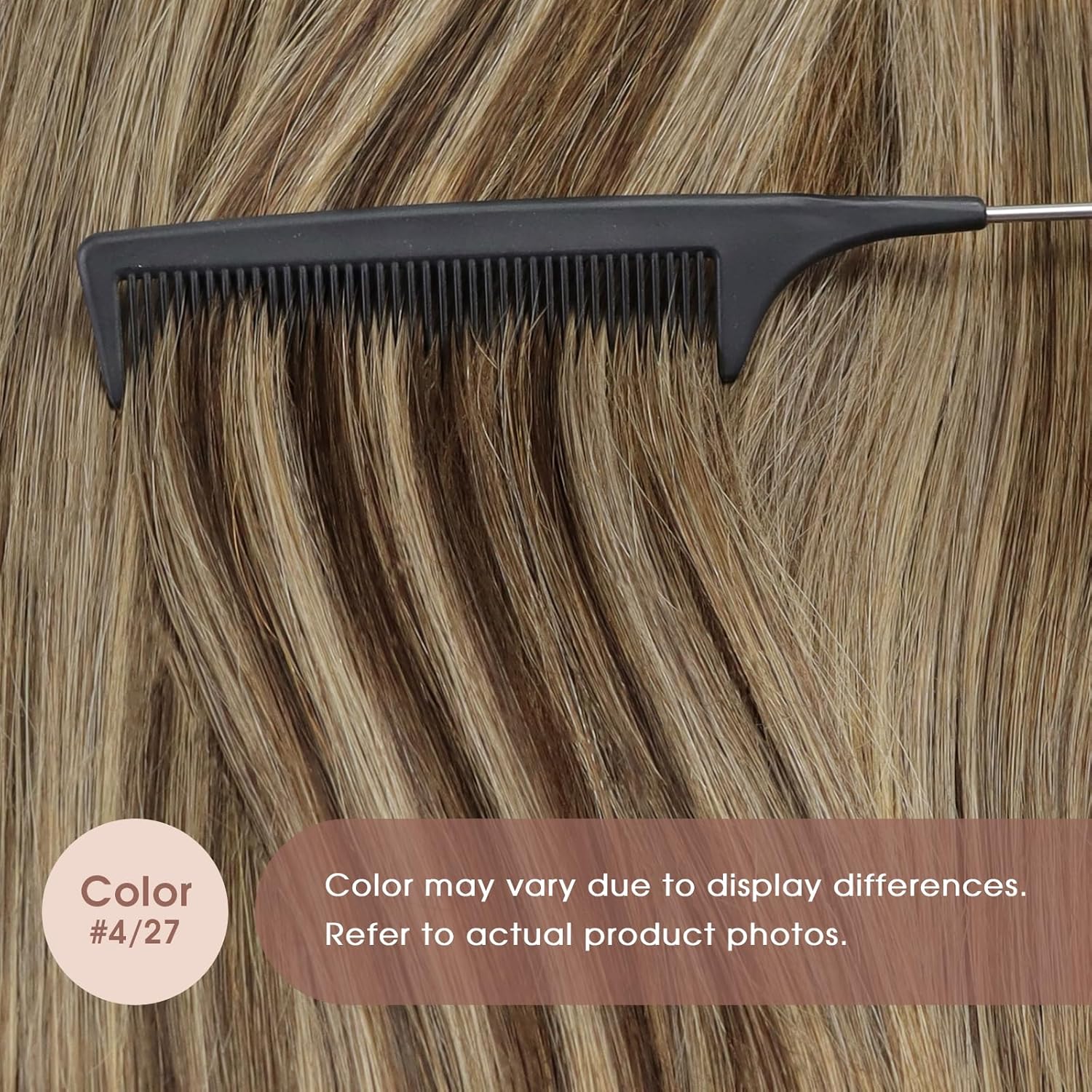 Sunny – Extensiones de cabello humano con cinta adhesiva, color marrón oscuro, color rubio caramelo, lacio sedoso para mujer, 20 pulgadas, 1.76oz,