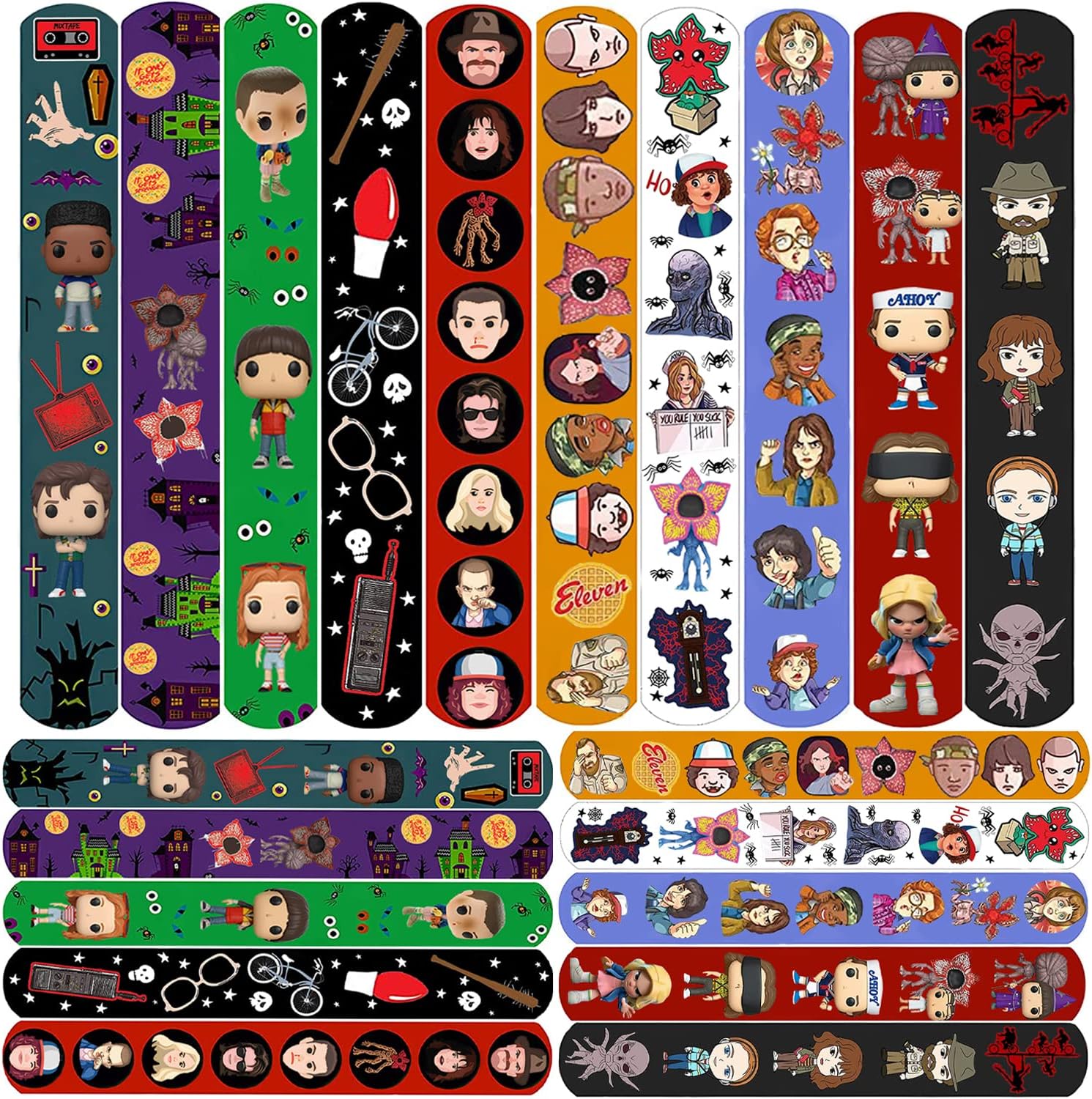 Juego de pulseras Stranger Slap para niños, regalos de fiesta con temática extraña, suministros de fiesta de cumpleaños, decoraciones de bolsas de