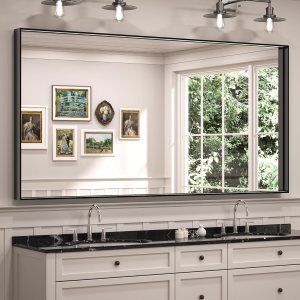 TETOTE Espejo de pared grande rectangular de 72 x 36 pulgadas con marco negro mate, marco de metal negro mate, espejo de baño moderno de granja, TETOTE Espejo de pared grande rectangular de 72 x 36 pulgadas con marco negro mate, marco de metal negro mate, espejo de baño moderno de granja,