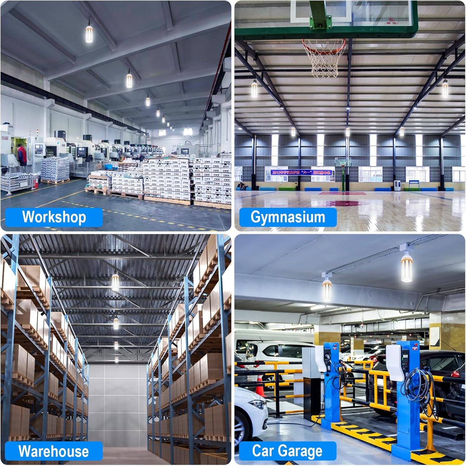 JURDXLED Focos de luz, 30-60-80-100-120-150-300-W, bombilla LED de maíz, base E26 con adaptador E39, bombilla LED de 10400LM para garaje, almacén,