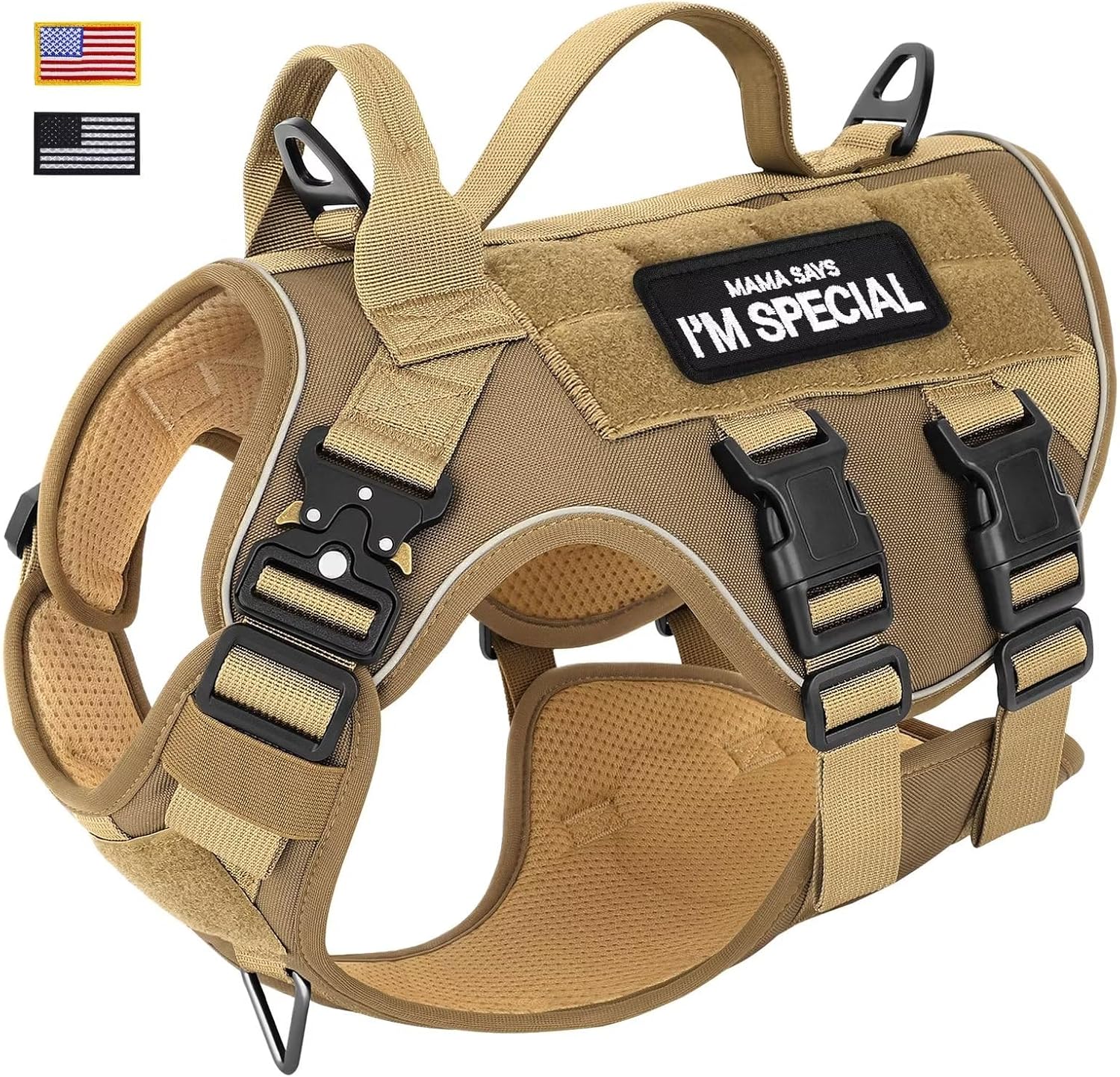 Forestpaw Arnés táctico para perro con asa, chaleco militar reflectante para perro, arnés de malla transpirable para perro de servicio con clip