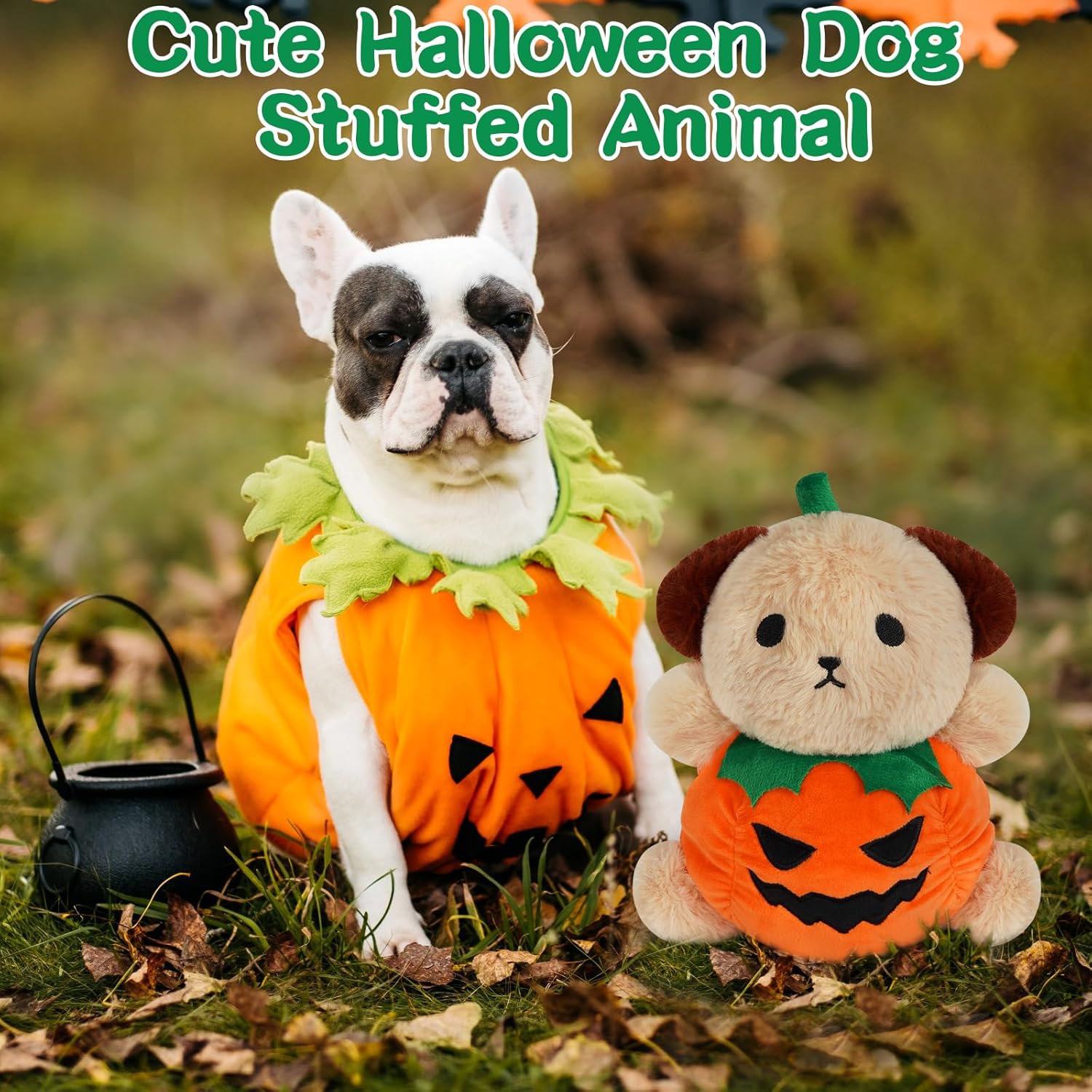JIAJEGTGT Juguete de peluche para perro, peluche de calabaza de Halloween, lindo juguete de peluche de Halloween, para niños y niñas
