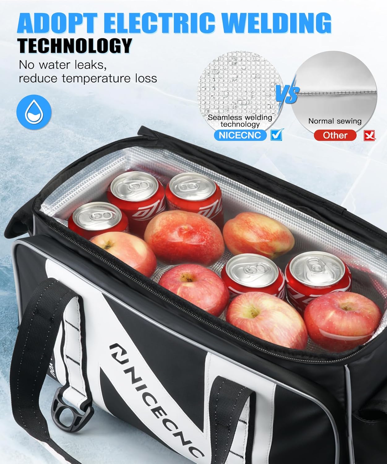 NICECNC Bolsa enfriadora para motocicleta de 16 litros, doble aislamiento, bolsa de sillín a prueba de fugas, compatible con Harley Davidson Touring