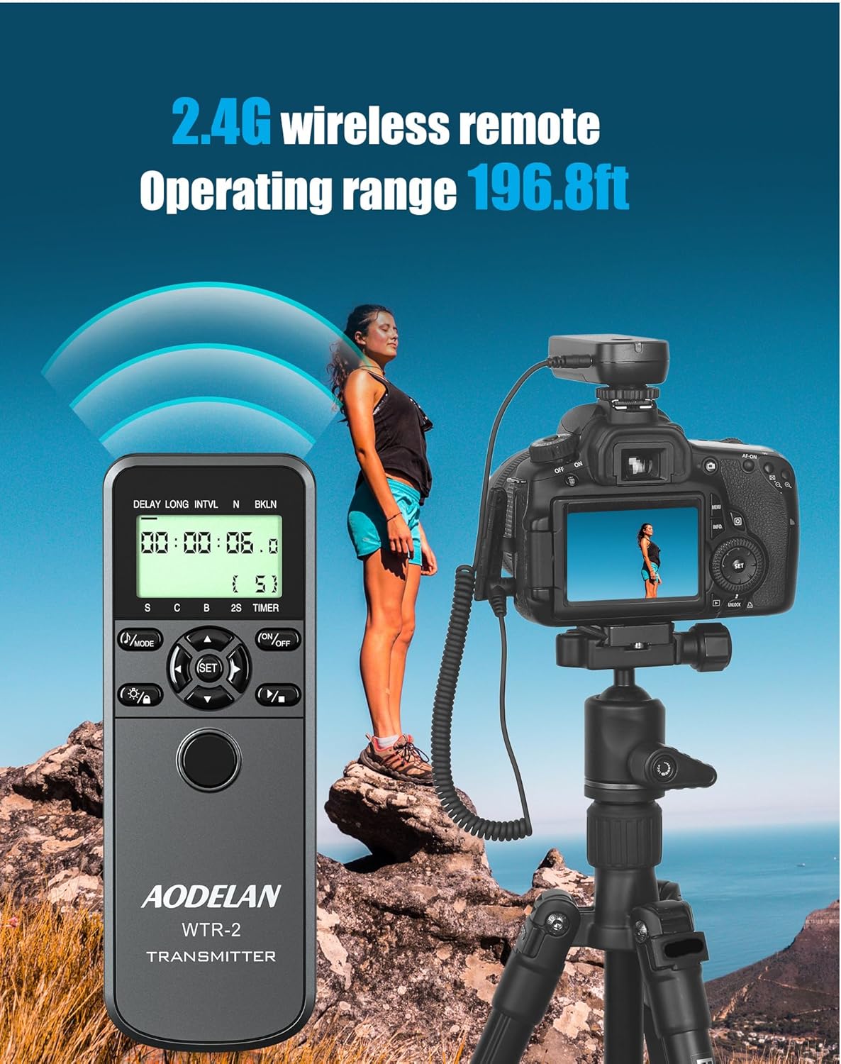 AODELAN Mando a distancia inalámbrico para cámaras Nikon, temporizador remoto cable de liberación del obturador para Nikon Z9 D5 D6 D800 D810 D850