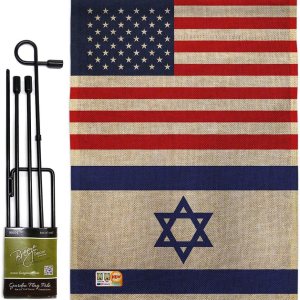 Bandera israelí estadounidense bandera bandera de Israel bandera de arpillera juego de poste de bandera para el hogar, césped, patio, soporte de Bandera israelí estadounidense bandera bandera de Israel bandera de arpillera juego de poste de bandera para el hogar, césped, patio, soporte de