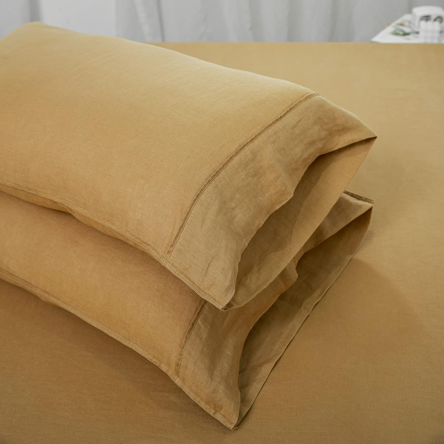 S VICTORY SYMBOL Pure Linen – Juego de 2 fundas de almohada de 20 x 30 pulgadas, 100% lino natural francés, suaves y duraderas, color beige arena,