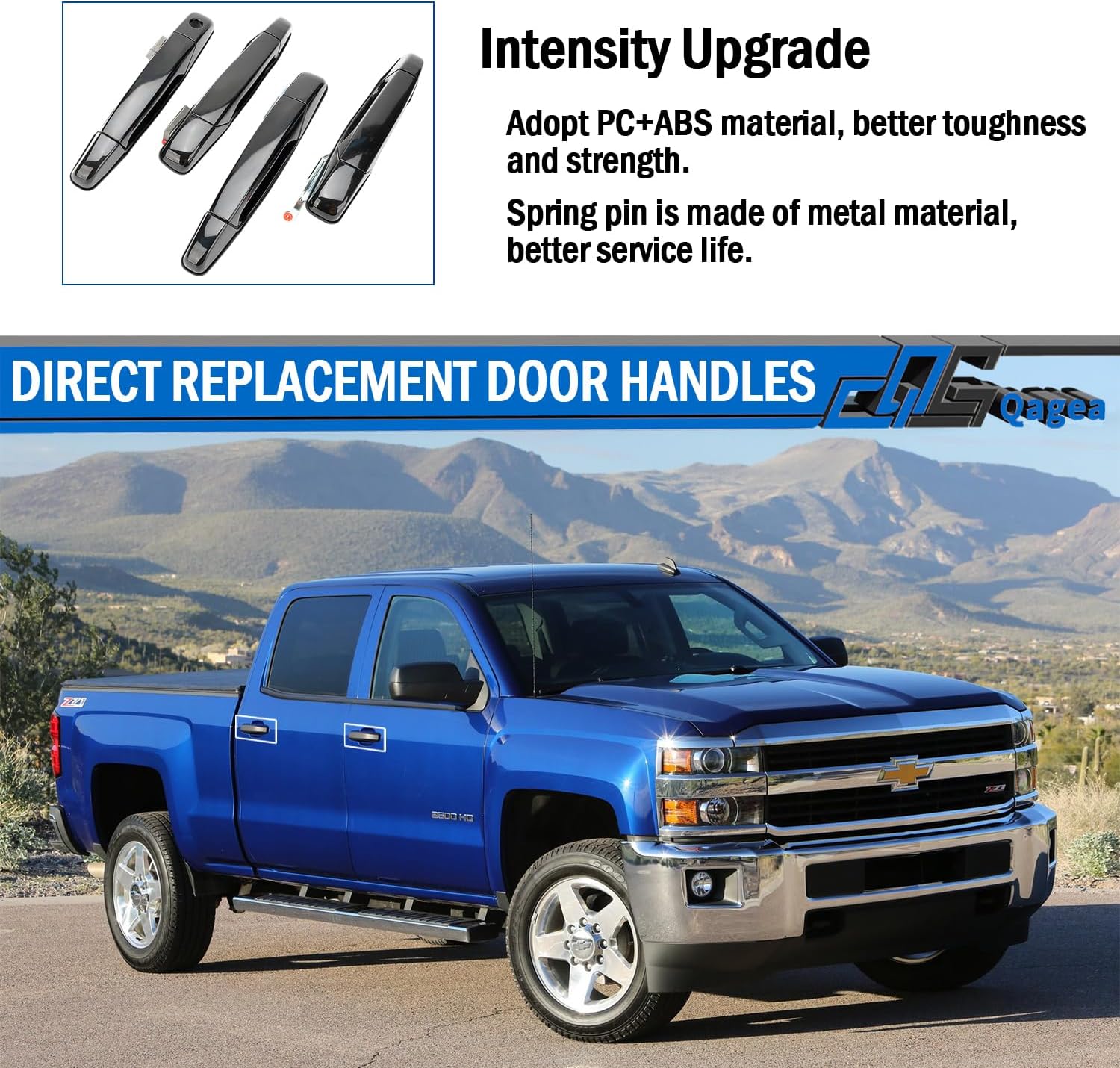 Qagea Manija de puerta exterior negra, 4 piezas para Chevy Avalanche Silverado Suburban Tahoe GMC Sierra Yukon Cadillac Escalade 2007-2014, manijas