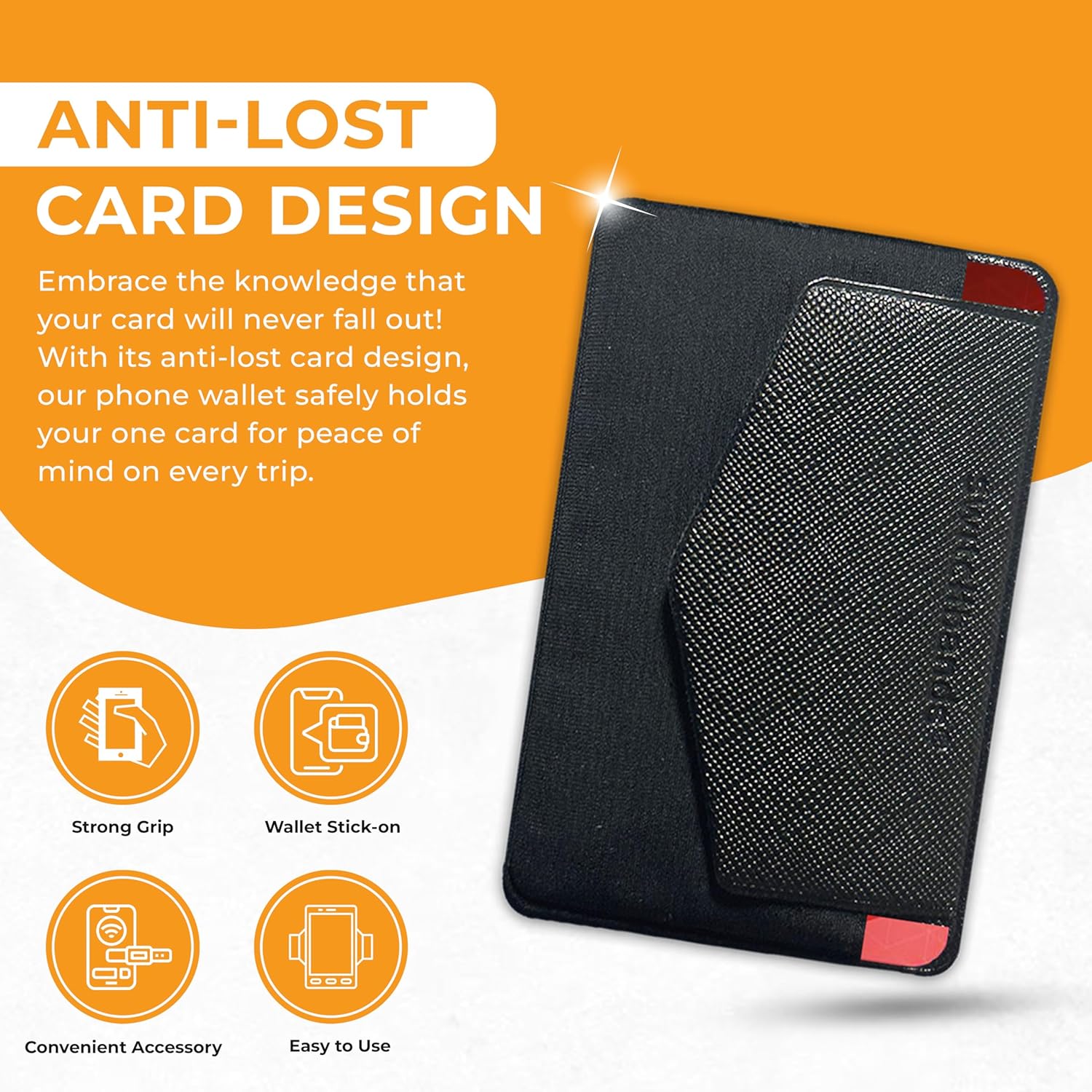 Bolsillo para tarjetas para funda de teléfono, billetera de teléfono adhesiva, tarjeta de crédito, tarjeta de visita y soporte de identificación,