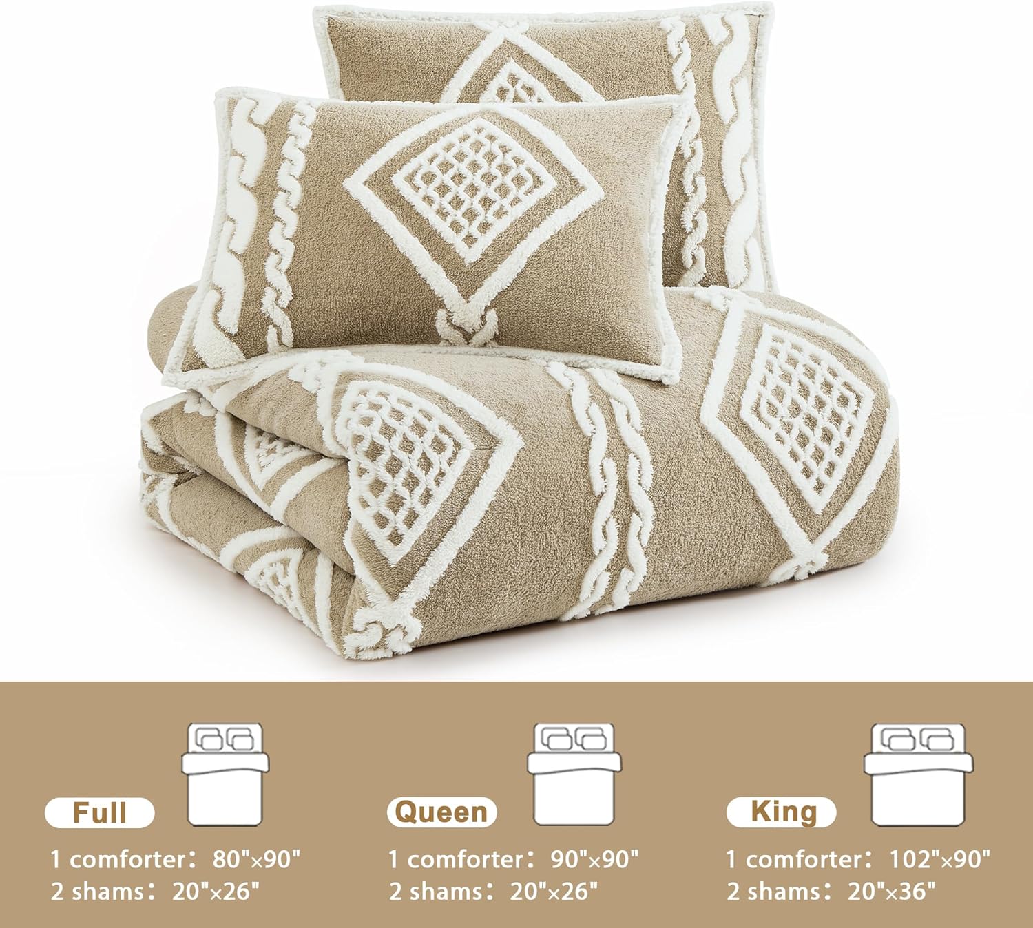 Geniospin Juego de edredón tamaño matrimonial, juego de edredón sherpa ultrasuave para cama de tamaño matrimonial, juegos de ropa de cama jacquard