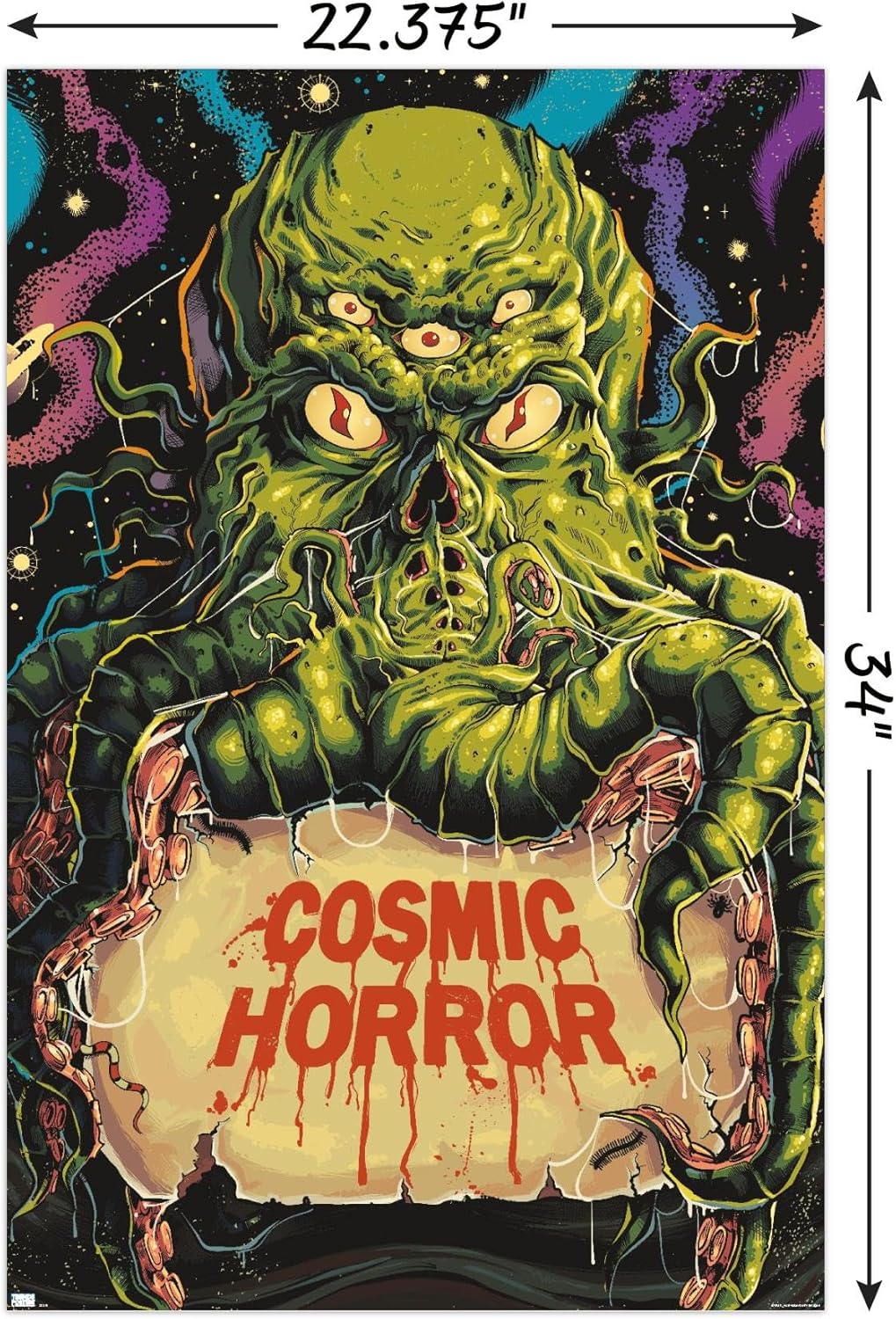 Trends International Póster de pared clásico de terror Cthulhu Monster