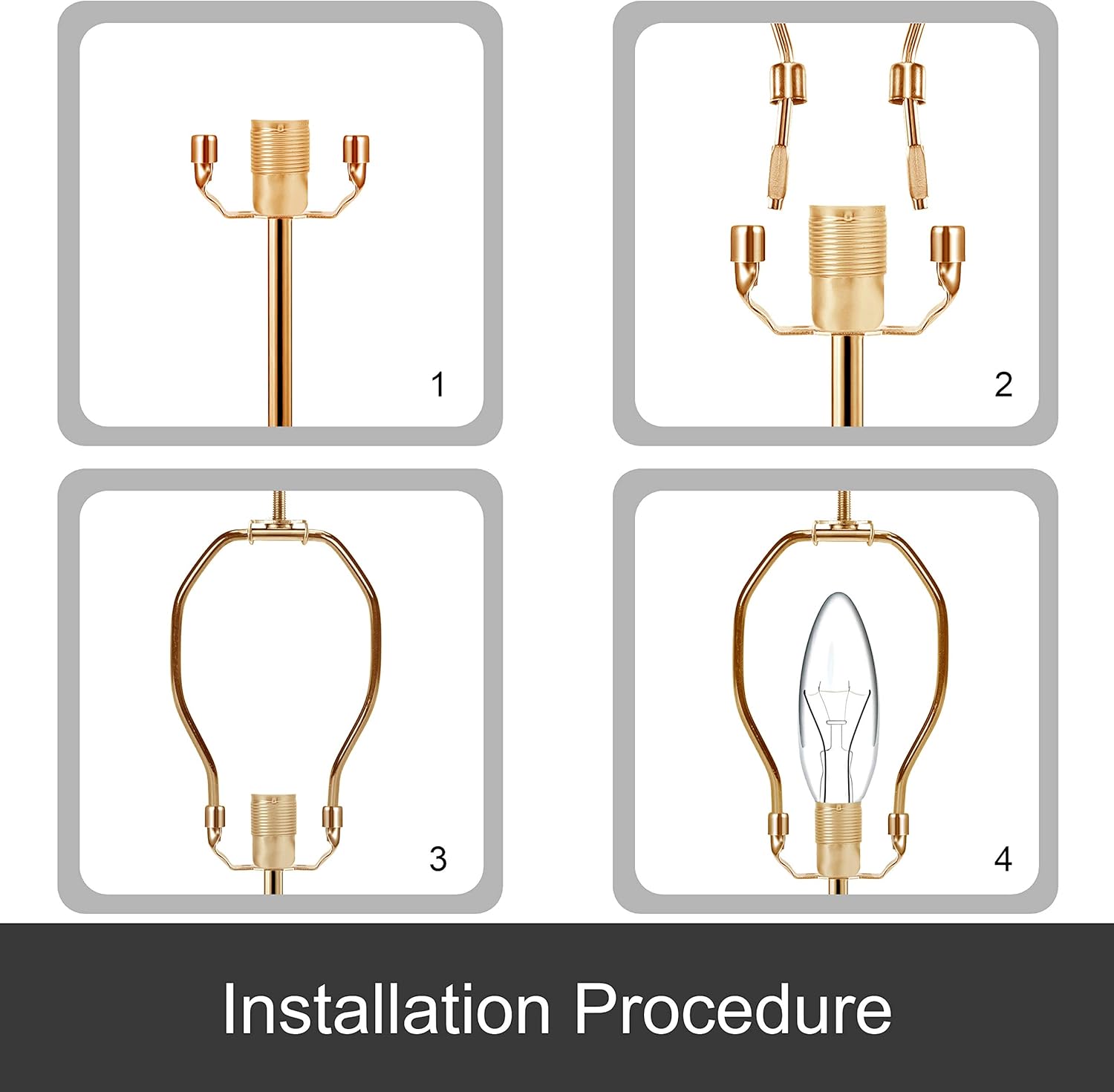 Dysmio Lighting – Juego de 2 lámparas resistentes de 6 pulgadas para pantallas de lámpara, acabado de latón pulido, paquete de 2