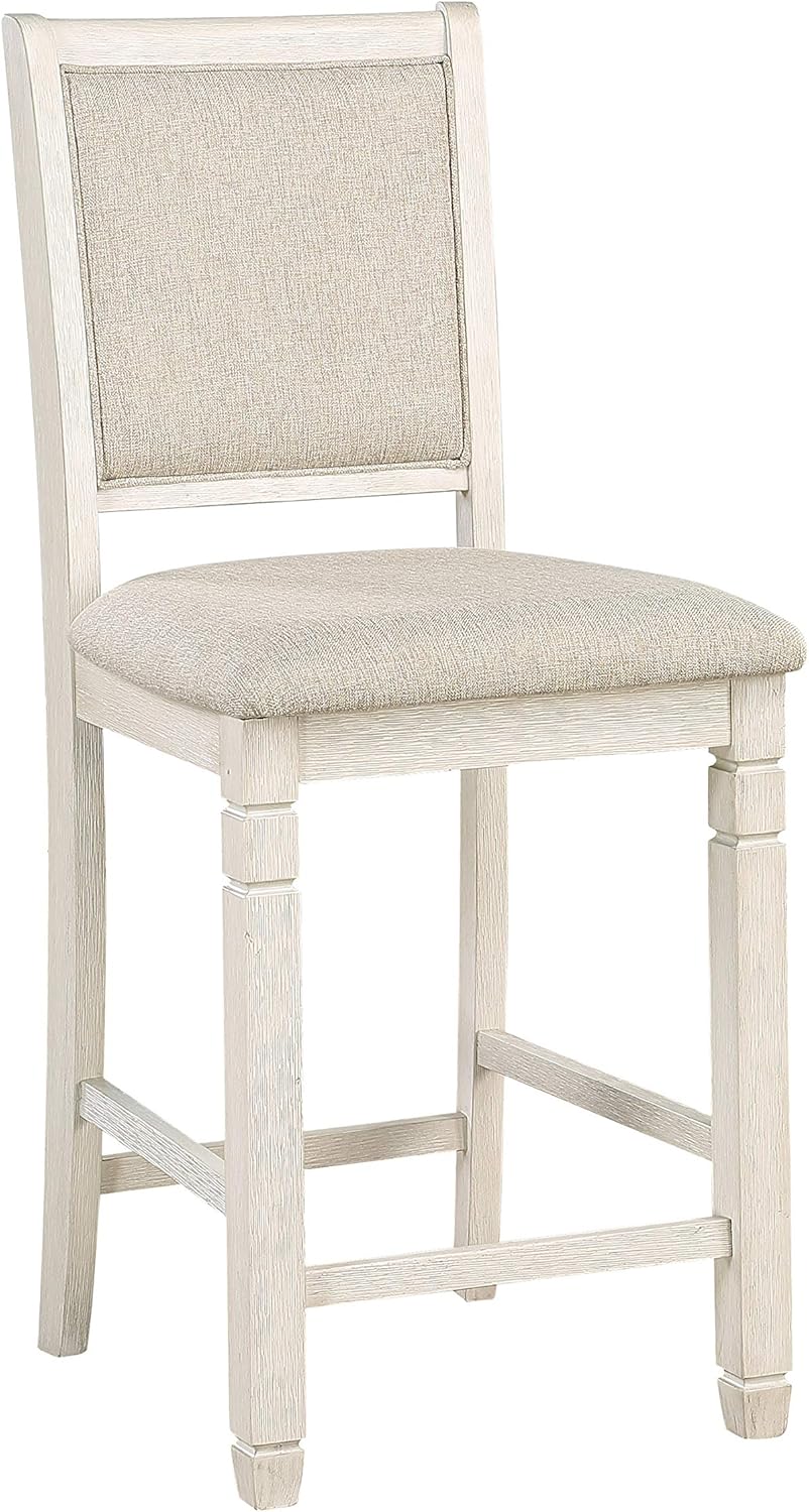 Lexicon Braun Silla de altura de mostrador (juego de 2), color blanco antiguo