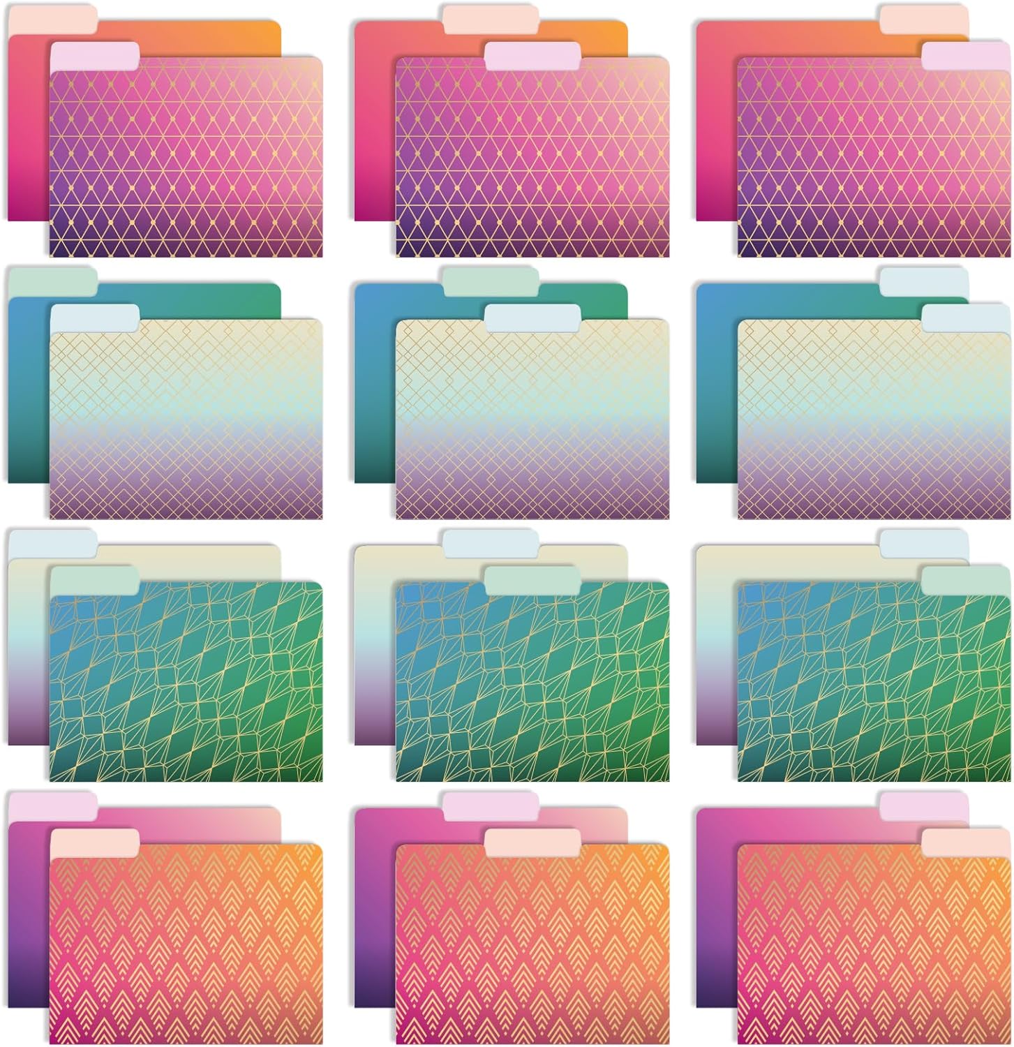 Global Printed Products Carpetas de archivo impresas de diseñador de lujo, pestaña de corte de 13, posiciones surtidas, tamaño carta, 24 por paquete