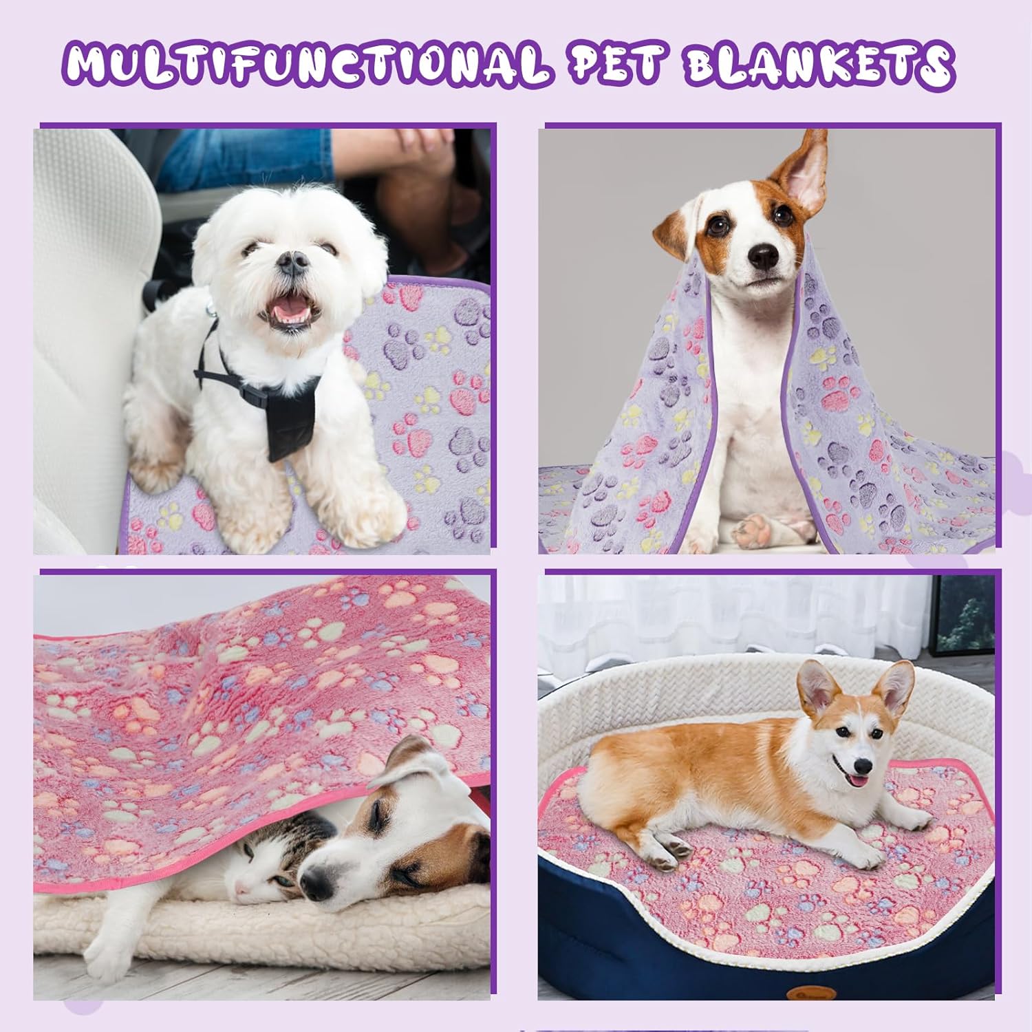 YUEPET Mantas impermeables para perros, paquete de 2 mantas lavables para perros para la cama, sofá, protector de forro polar de franela para