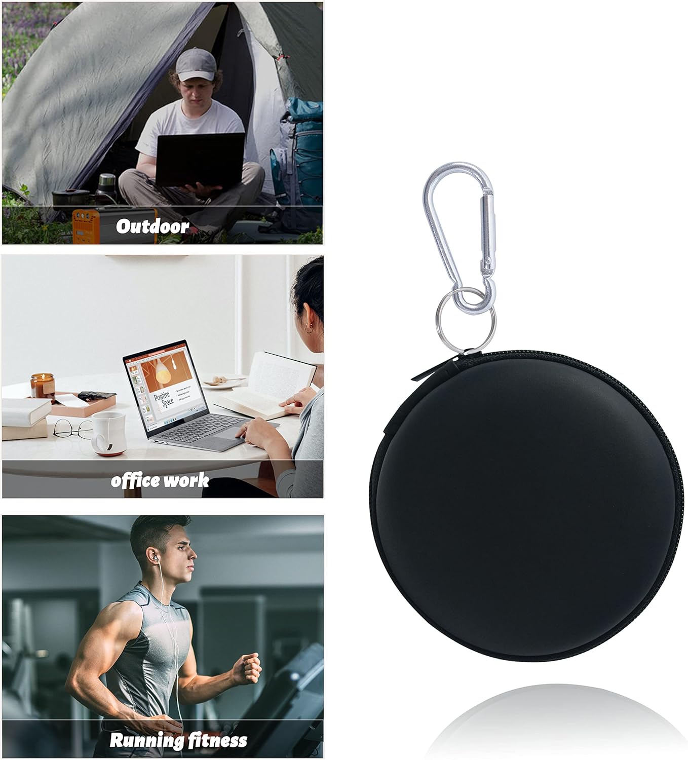 Wolfteeth – Funda para auriculares, funda para auriculares de EVA con mosquetón de acero inoxidable, organizador de accesorios para teléfono