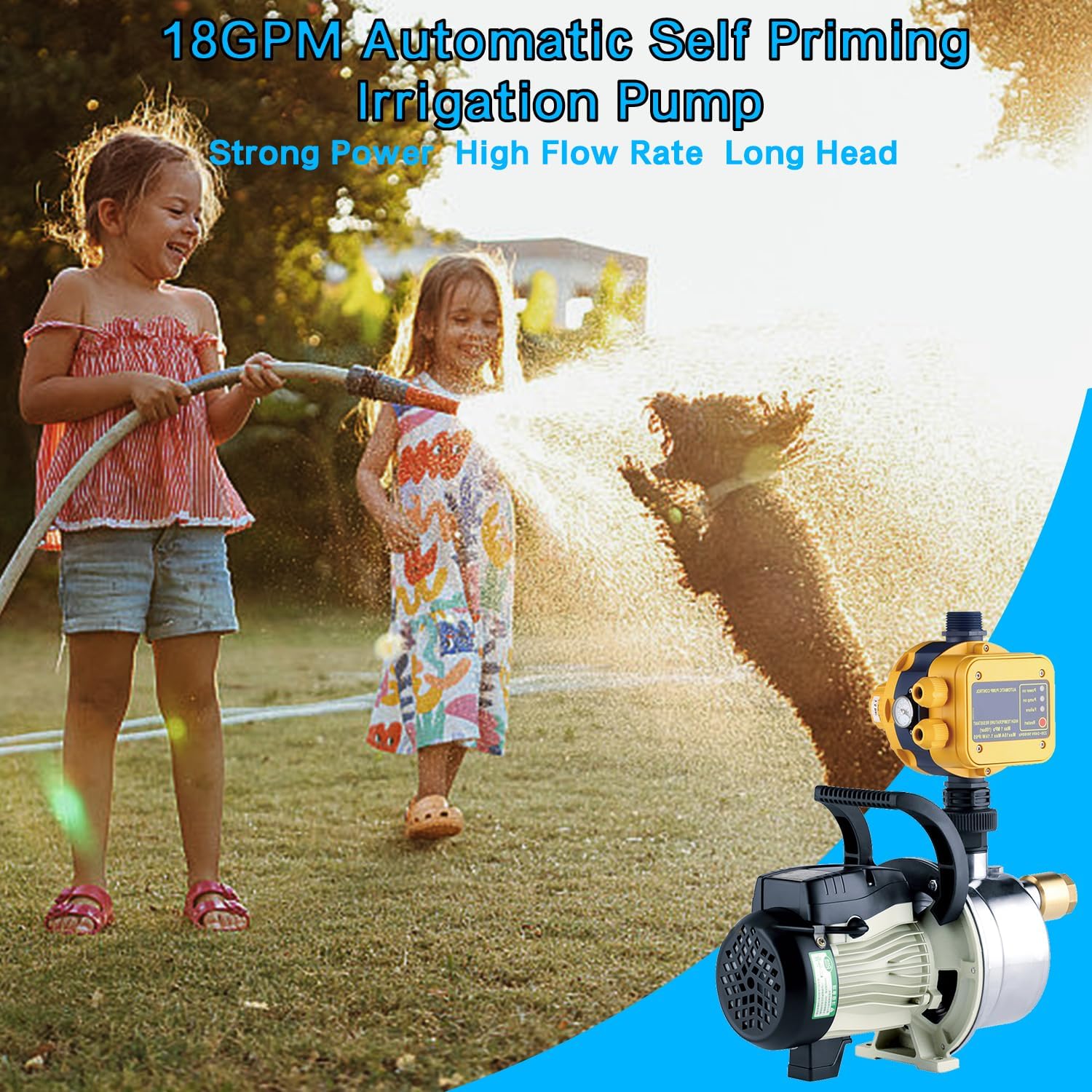 Bomba de presión de agua para el hogar 34HP para césped, granja, riego de agua, bomba de estanque de jardín, bomba de pozo poco profundo, bomba de