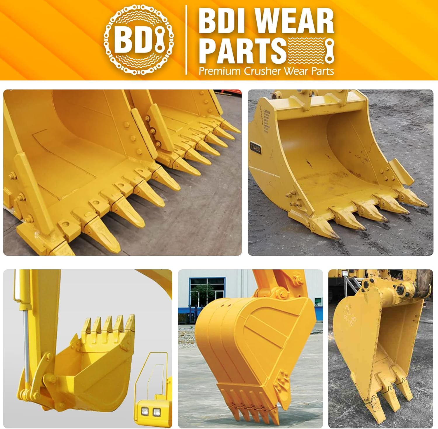 BDI Wear Parts 6737322Y, ensamblaje Bobcat estilo cubo dientes 6737325  adaptador 6737324  pasador flexible 6737326 perno y tuerca (10 juegos)