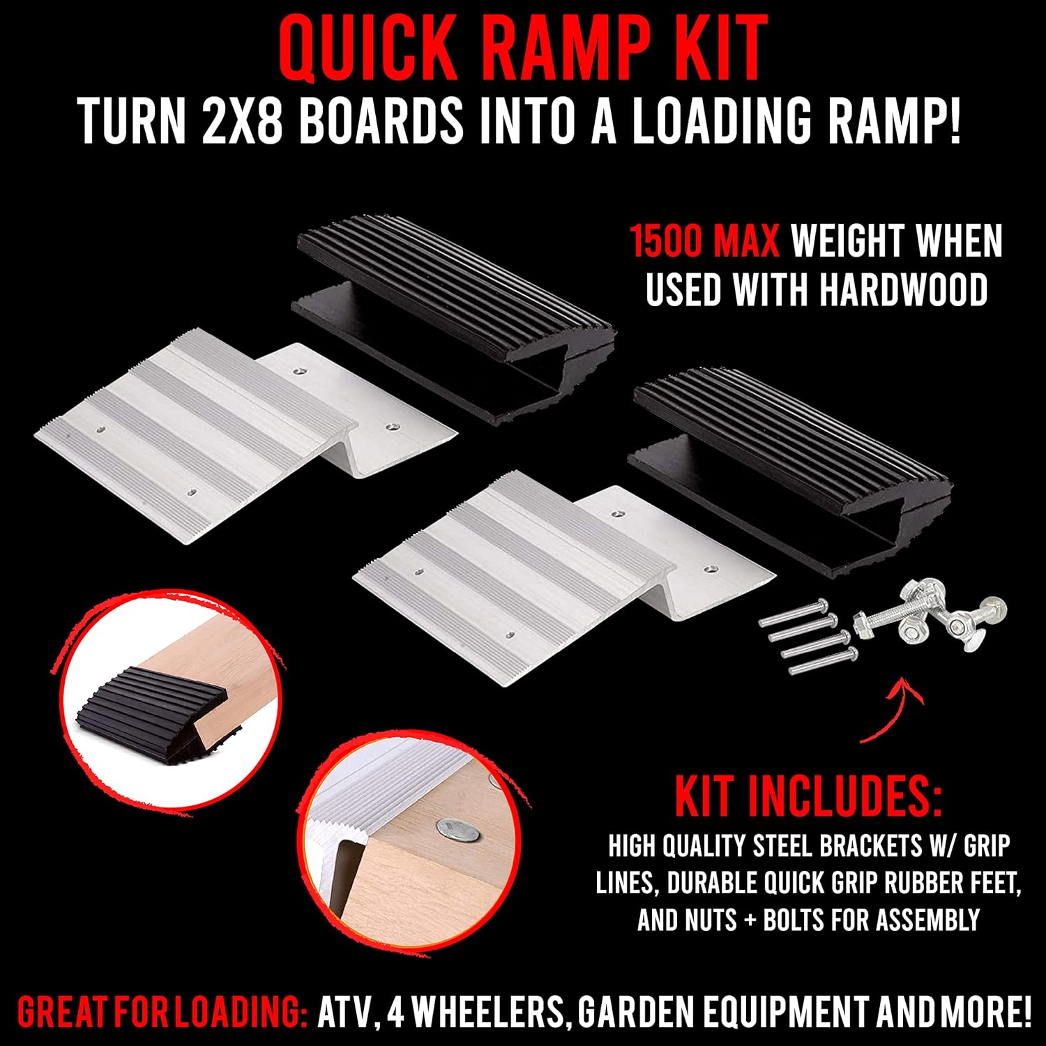 AFA Tooling – Kit de rampa de carga para camiones y remolques  Crea rápidamente una rampa ancha con madera de 2 x 8 simplemente conecta soportes de