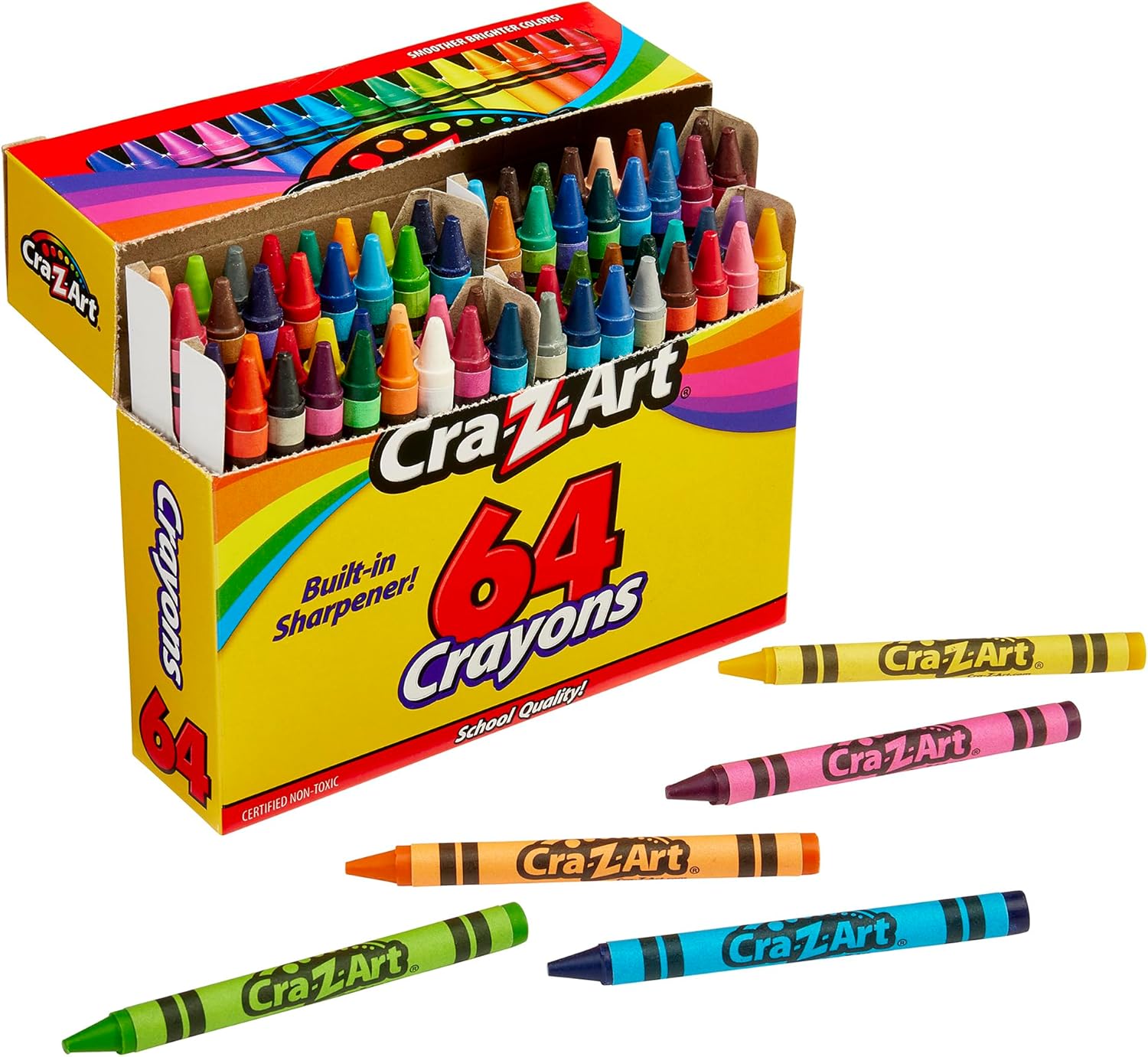 Cra-Z-Art Crayones de colores, 64 colores surtidos, 64 unidades (10202WM16)