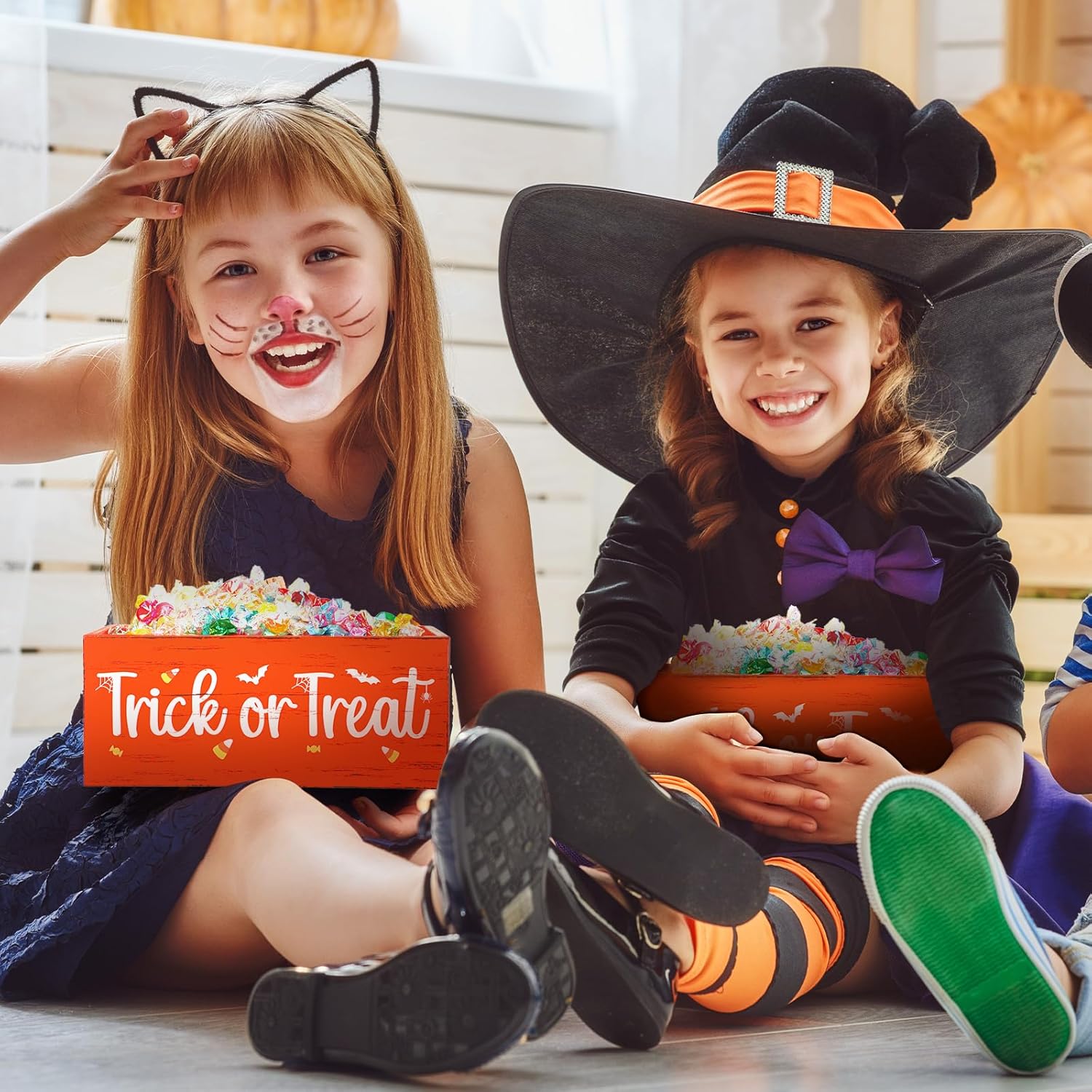 Cuenco de madera para dulces de Halloween, divertido plato para dulces de Halloween, soporte grande para platos de dulces de Halloween, vajilla de