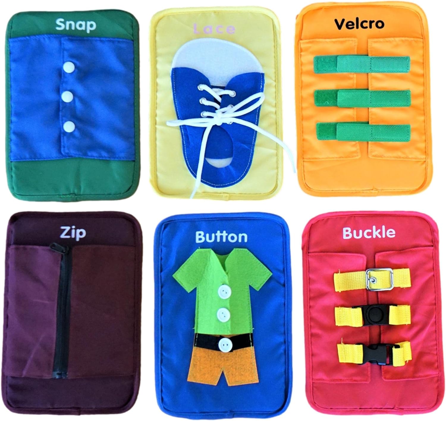 SENSORY4U Aprender a vestir tarjetas de tablero ocupado – Habilidades motoras finas para niños de educación temprana para ayudar a aprender