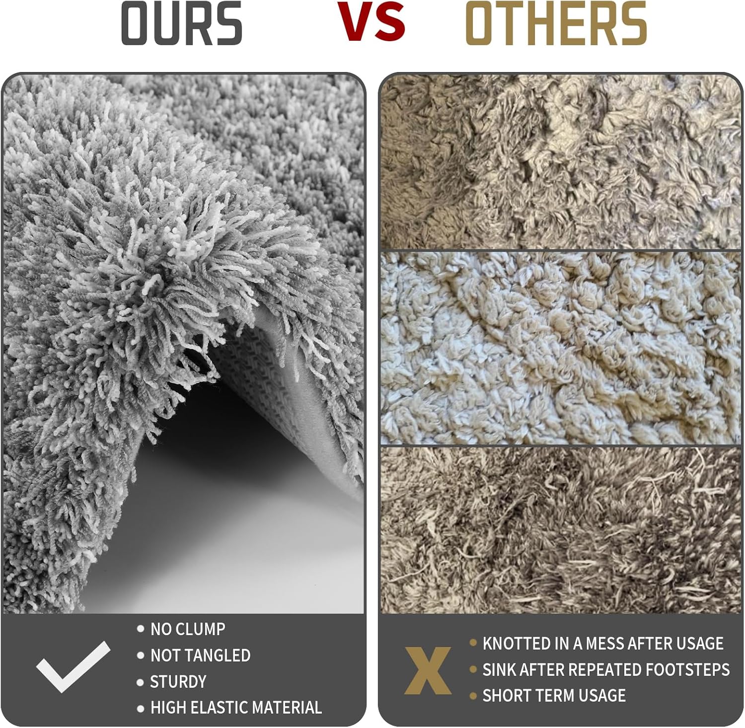 Yimobra Alfombra de baño esponjosa, mullida, suave, cómoda, antideslizante, absorbe el agua, microfibra, secado rápido, lavable a máquina, gruesas,
