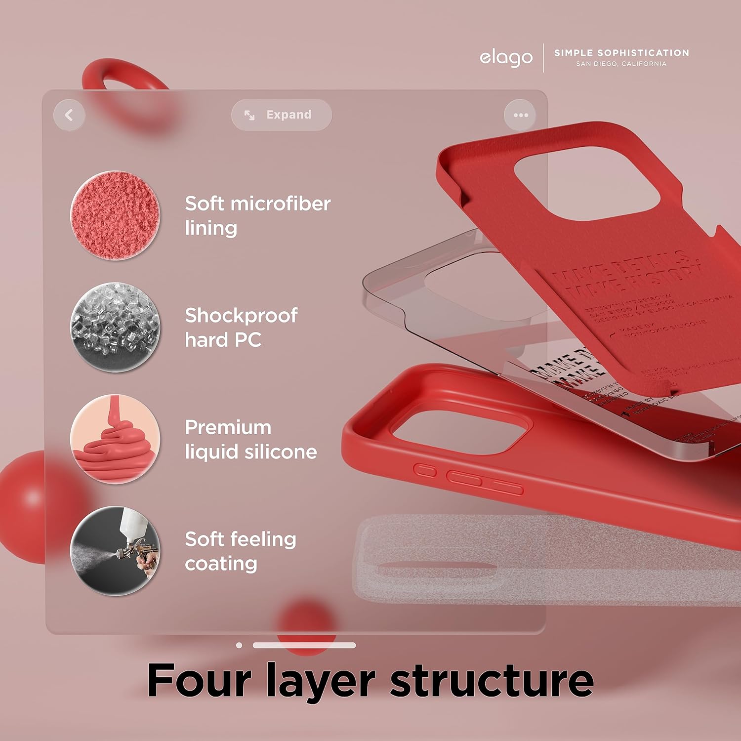 elago Compatible con iPhone 15 Pro Max, funda de silicona líquida, funda protectora de cuerpo completo, a prueba de golpes, funda delgada para