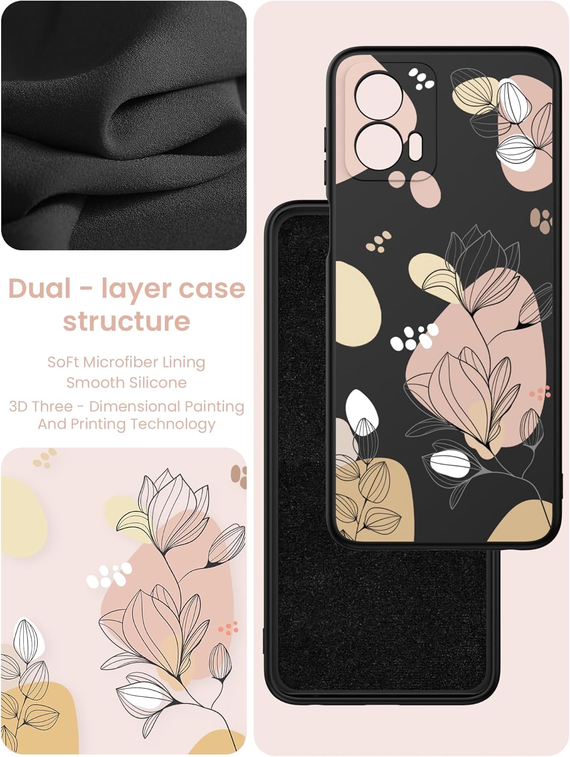 Funda para Motorola Moto G 5G 2023, funda de silicona líquida floral para niñas y mujeres, a prueba de golpes, antiarañazos, funda de protección