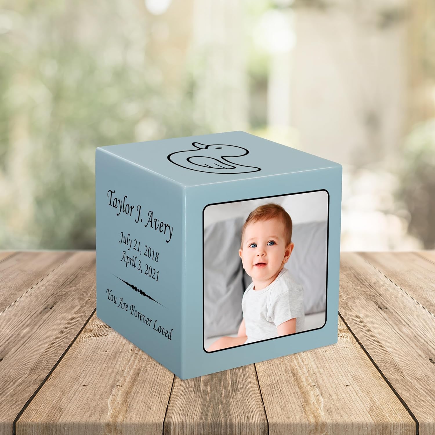 Stonewood – Urna de cremación fotográfica personalizada para cenizas infantiles, urna de cremación de madera compuesta para cenizas de niños,