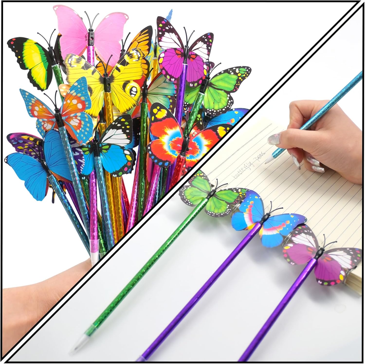30 bolígrafos de mariposa, bolígrafos novedosos, bonitos bolígrafos para mujeres profesoras, bolígrafos de flores a granel para niñas y niños,