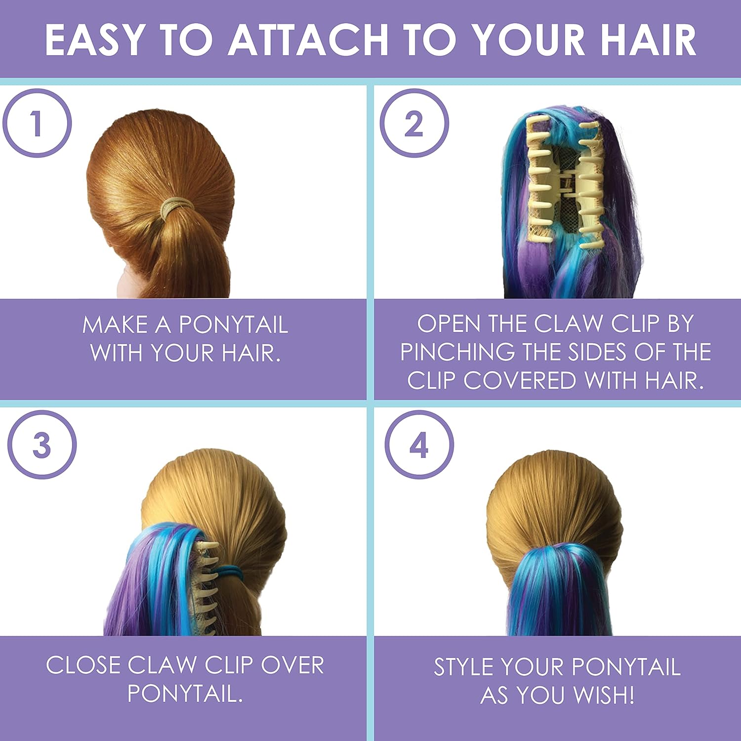 Extensiones de cabello de cola de caballo de fibra sintética de lujo, resistentes al calor y a los enredos, extensiones de cabello de colores para