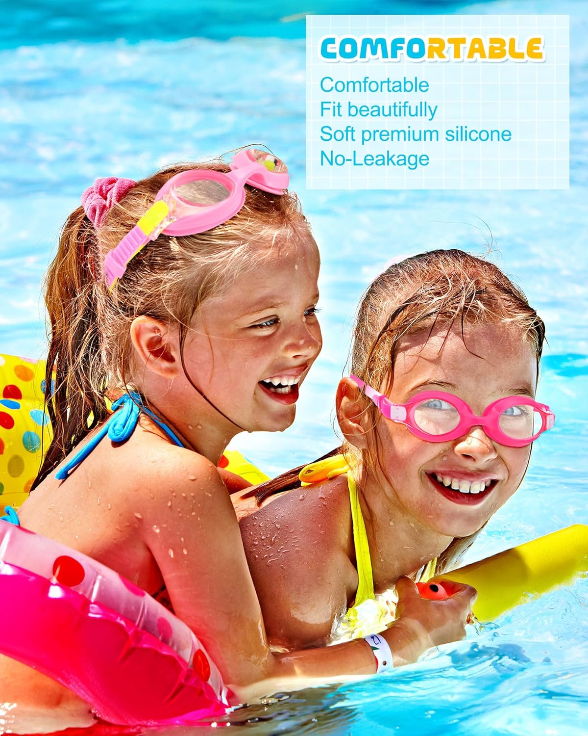 Hoteam Gafas de natación para niños de 4 a 9 años, gafas de natación de visión amplia, antivaho con estuches para niños y niñas