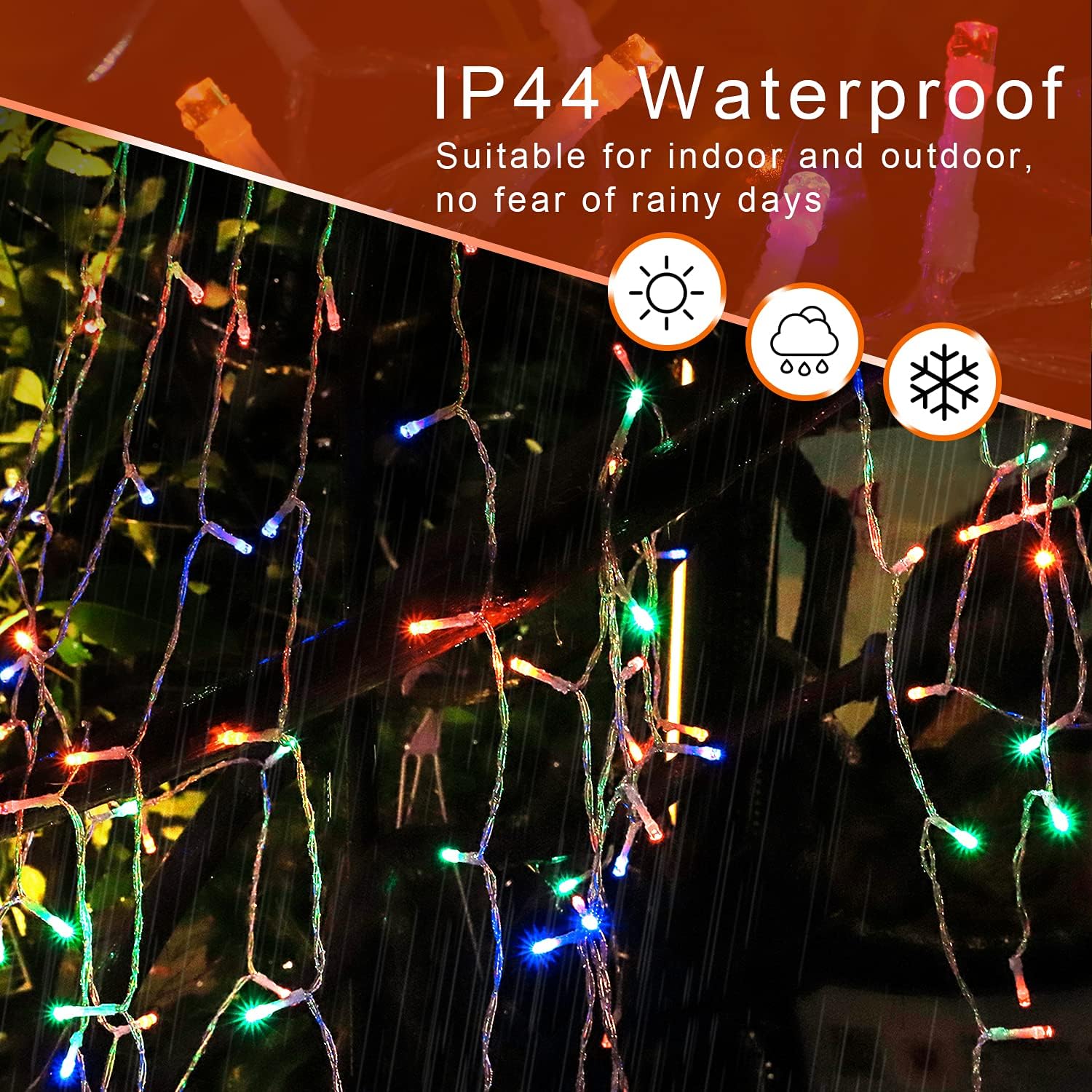 Luces de decoración de Navidad, 320 luces LED de Navidad con estrella superior, 8 modos de luz, impermeables, para exteriores, para patio, hogar,