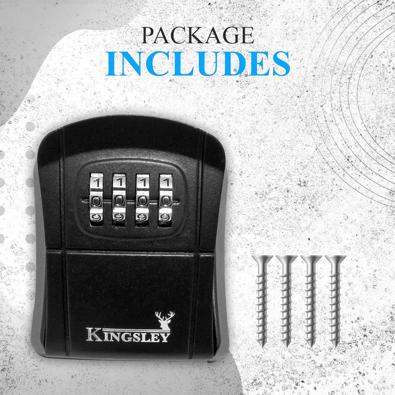 Kingsley QCH-807 Caja de almacenamiento de llaves, montada en la pared, código reiniciable, caja de bloqueo de llave de inmobiliario resistente al