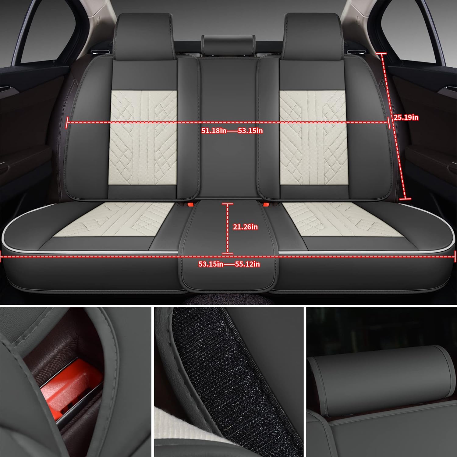 Funda de asiento de automóvil de cobertura completa de piel sintética de lujo, antideslizante, universal, se adapta a sedanes, SUV, camioneta con