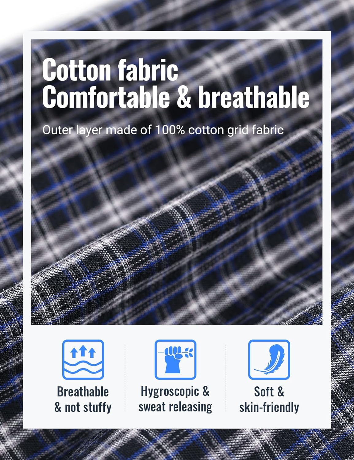 Paquete de 2 calzoncillos de incontinencia para hombre, reutilizables, lavables, para incontinencia urinaria, talla XL, cuadros azules