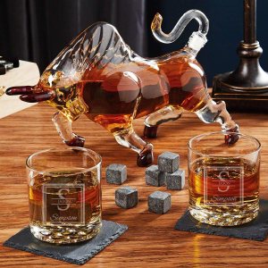 Juego de vasos de whisky Buckman personalizados y decantador de whisky El Matador Bull (regalo personalizado) Juego de vasos de whisky Buckman personalizados y decantador de whisky El Matador Bull (regalo personalizado)
