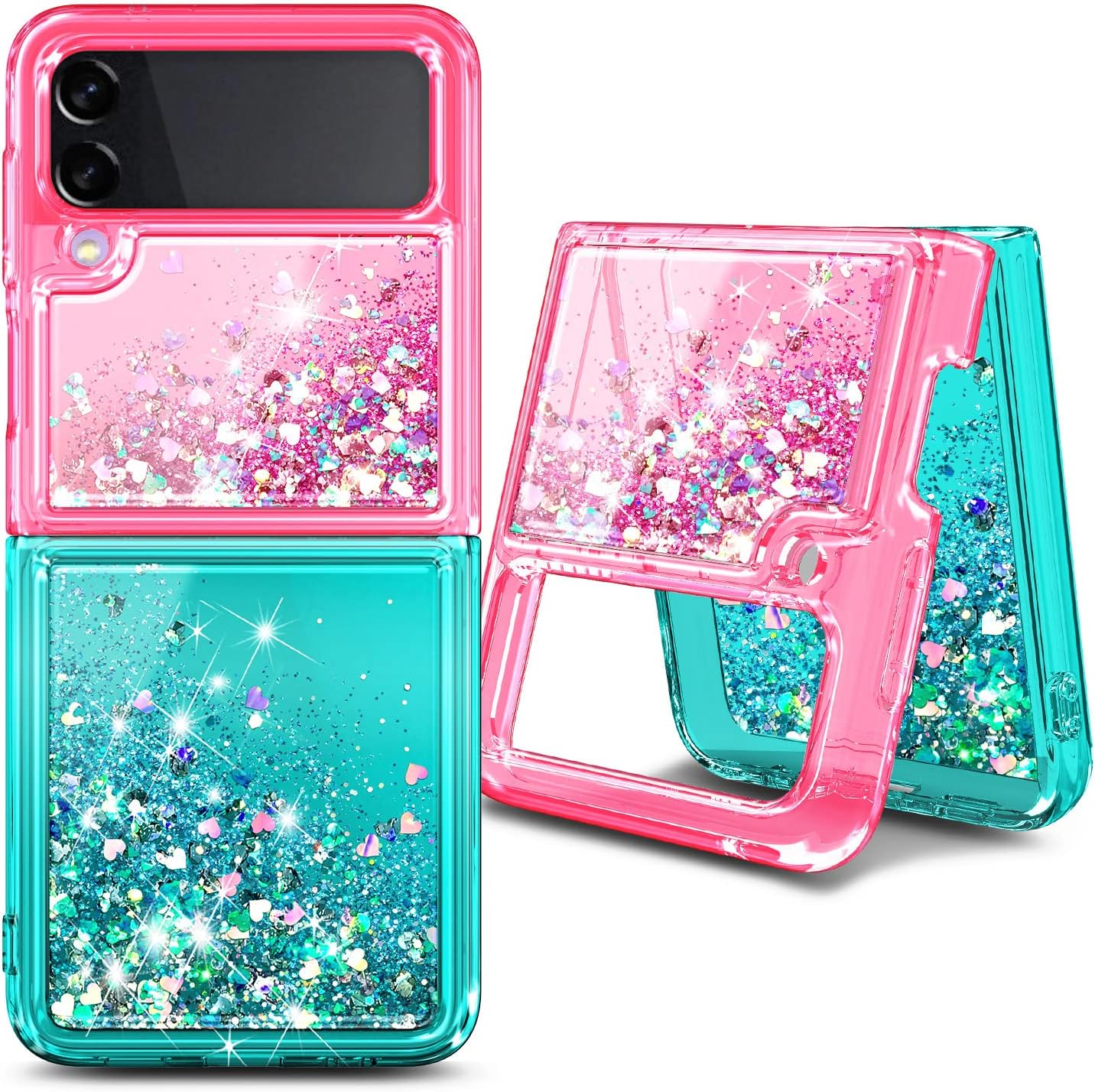 NGB Supremacy Funda compatible con Samsung Galaxy Z Flip 4 5G (2022) con soporte de anillocorrea para la muñeca, funda protectora con purpurina