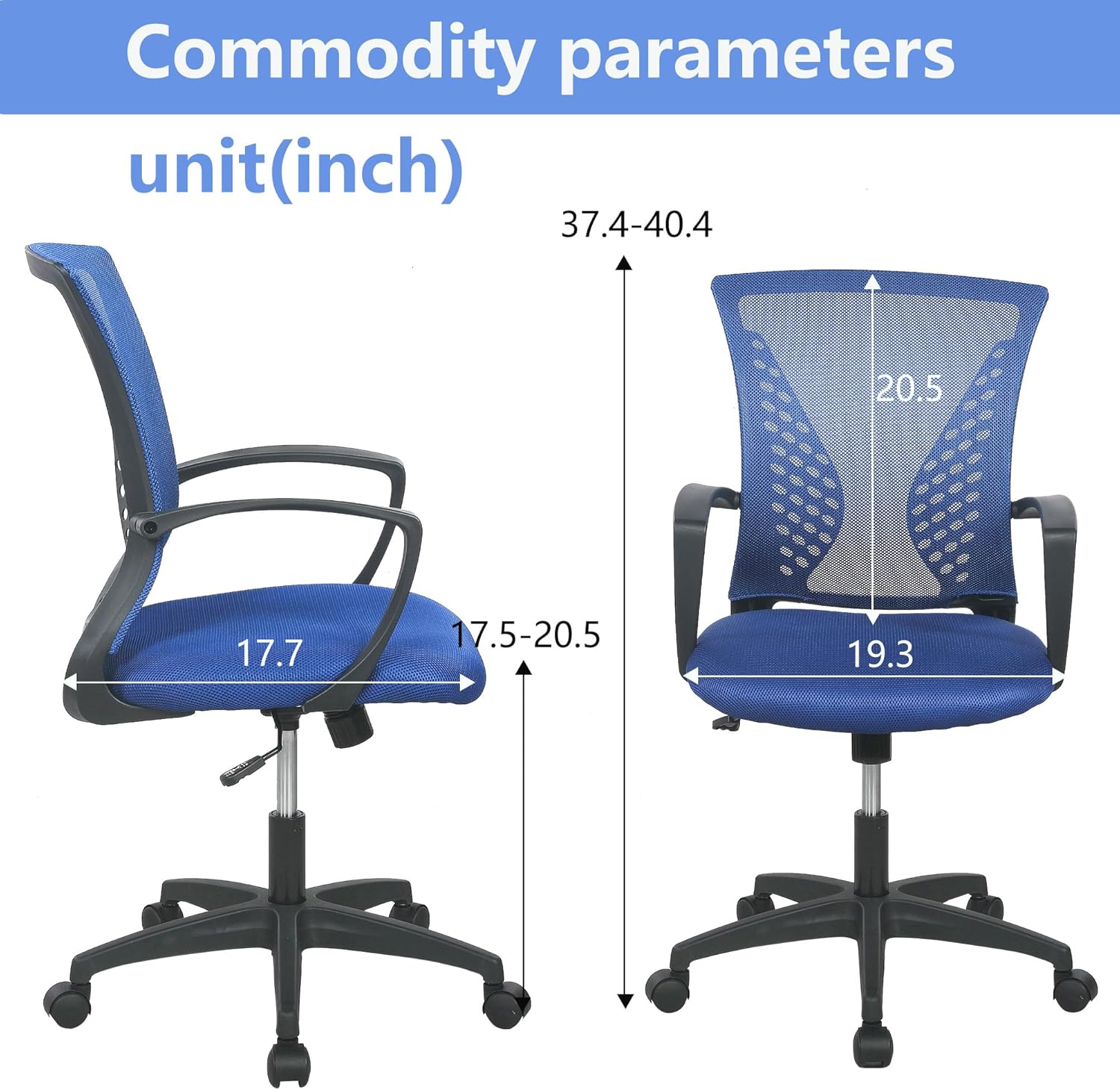 PayLessHere Silla de oficina, silla de escritorio, silla de computadora, silla ergonómica, malla ejecutiva ajustable, respaldo medio con ruedas