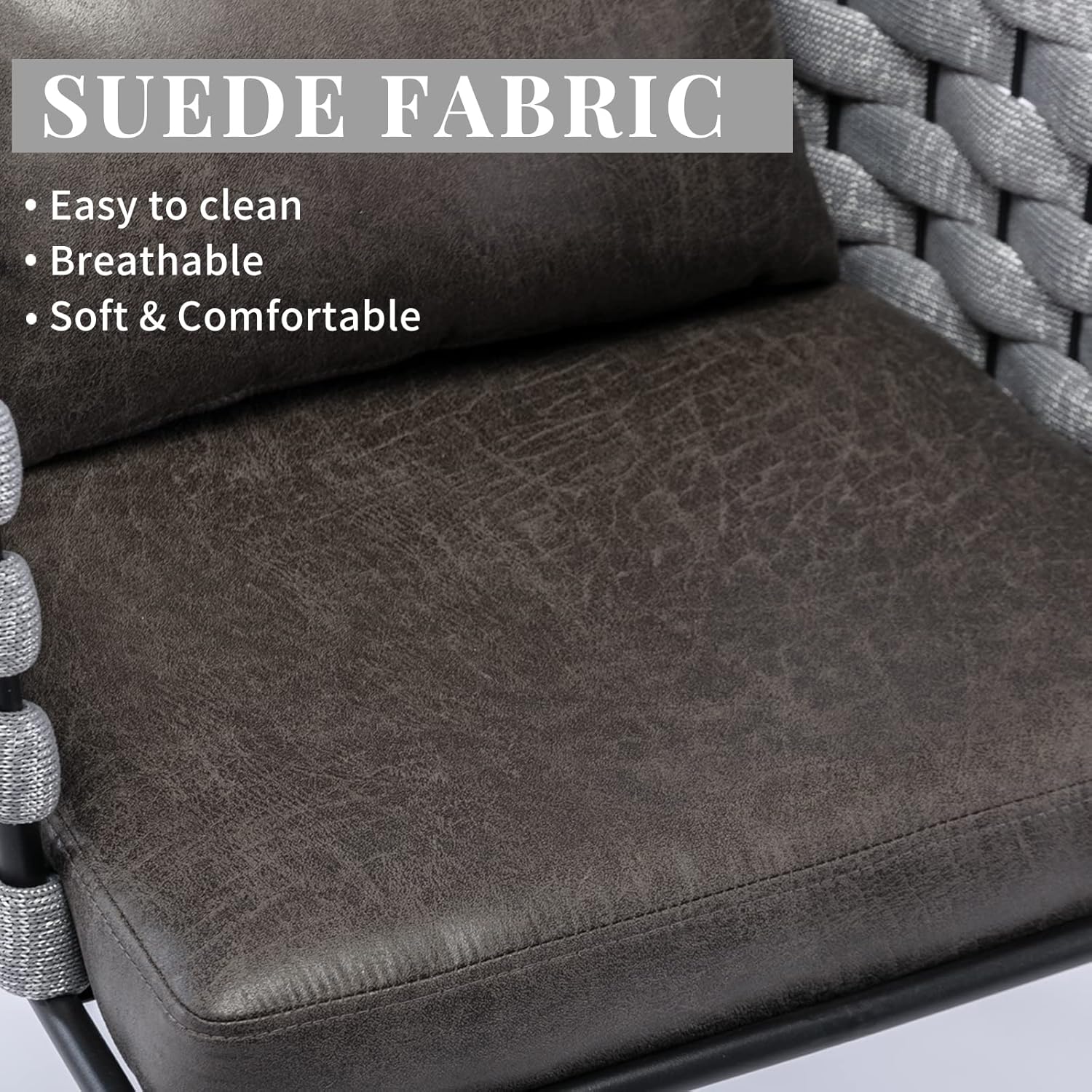 BFZ Juego de 2 sillas de comedor modernas de mediados de siglo con patas de metal, sillas de comedor tejidas de piel sintética para comedor, cocina,
