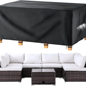 Likorlove Fundas impermeables para muebles de patio, 67 pulgadas de largo x 37 pulgadas de ancho x 28 pulgadas de alto, fundas grandes para mesa y Likorlove Fundas impermeables para muebles de patio, 67 pulgadas de largo x 37 pulgadas de ancho x 28 pulgadas de alto, fundas grandes para mesa y