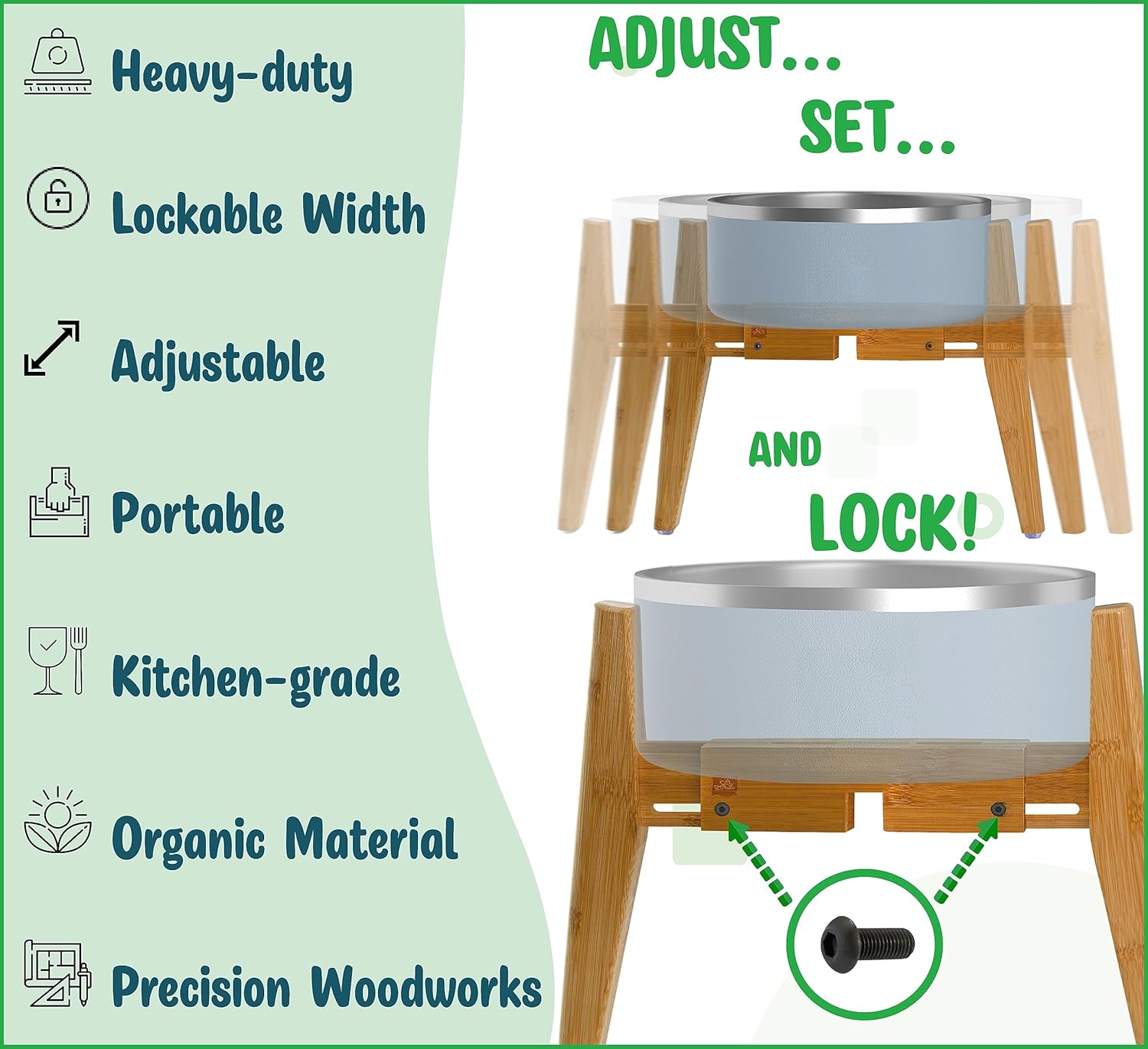 Soporte alto para cuenco de perro para razas grandes, (16 pulgadas de alto), soporte ajustable extra grande de hasta 11 pulgadas, solo soporte de