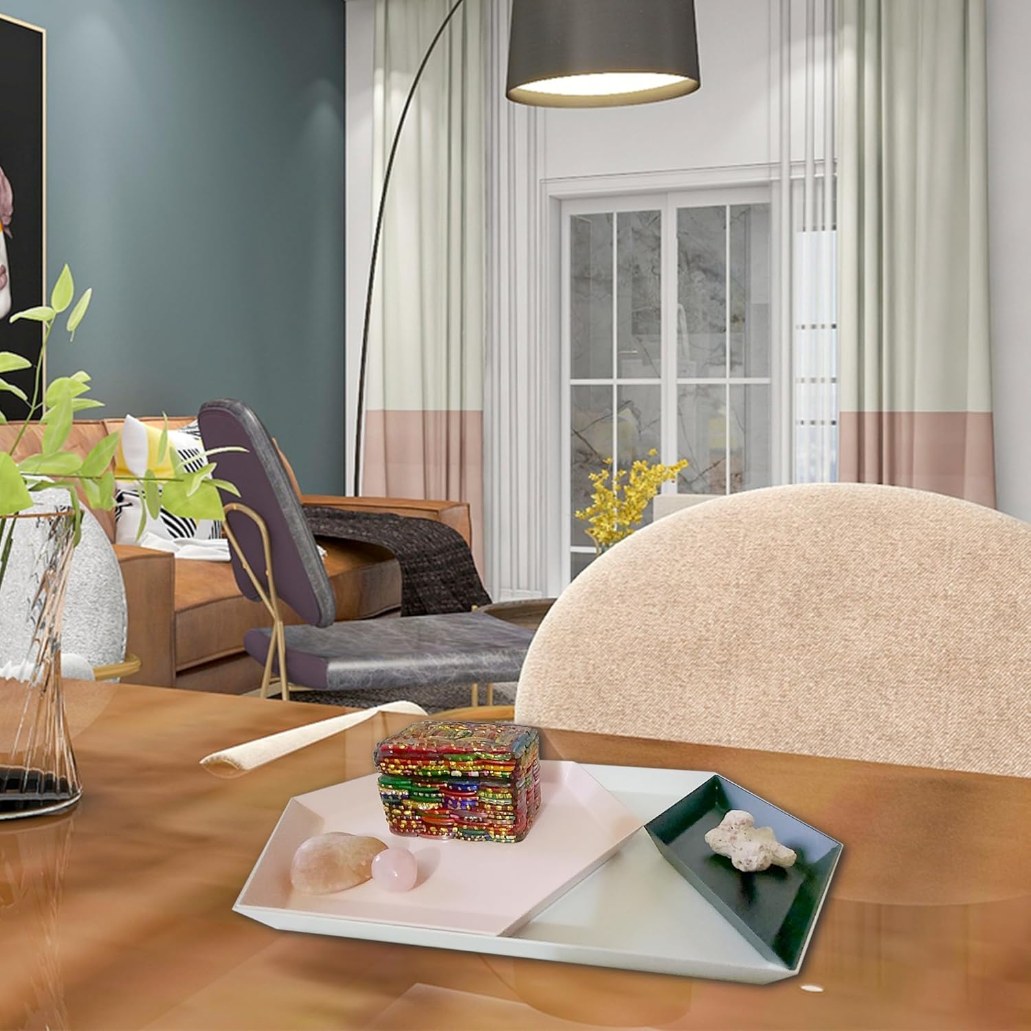 E&E SYL – Bandeja decorativa para mesa auxiliar, bandejas para decoración, bandejas para servir alimentos, bandejas para entretenimiento, decoración