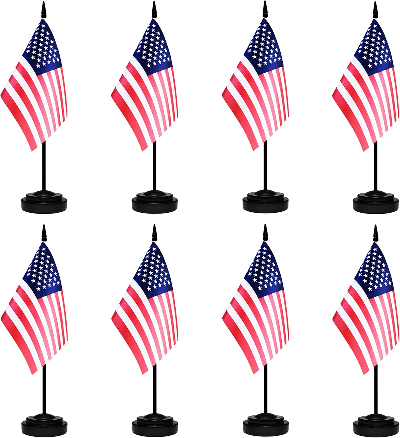 Juego de 8 banderas de escritorio de Estados Unidos, mini banderas de mesa pequeñas de Estados Unidos, bandera de escritorio en miniatura con poste