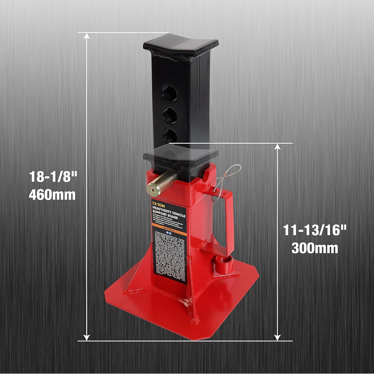 Torin ATZ120005B – Soporte para gato automotriz de altura ajustable estilo pasador, capacidad de 12 toneladas (26,400 libras), rojo, 1 par