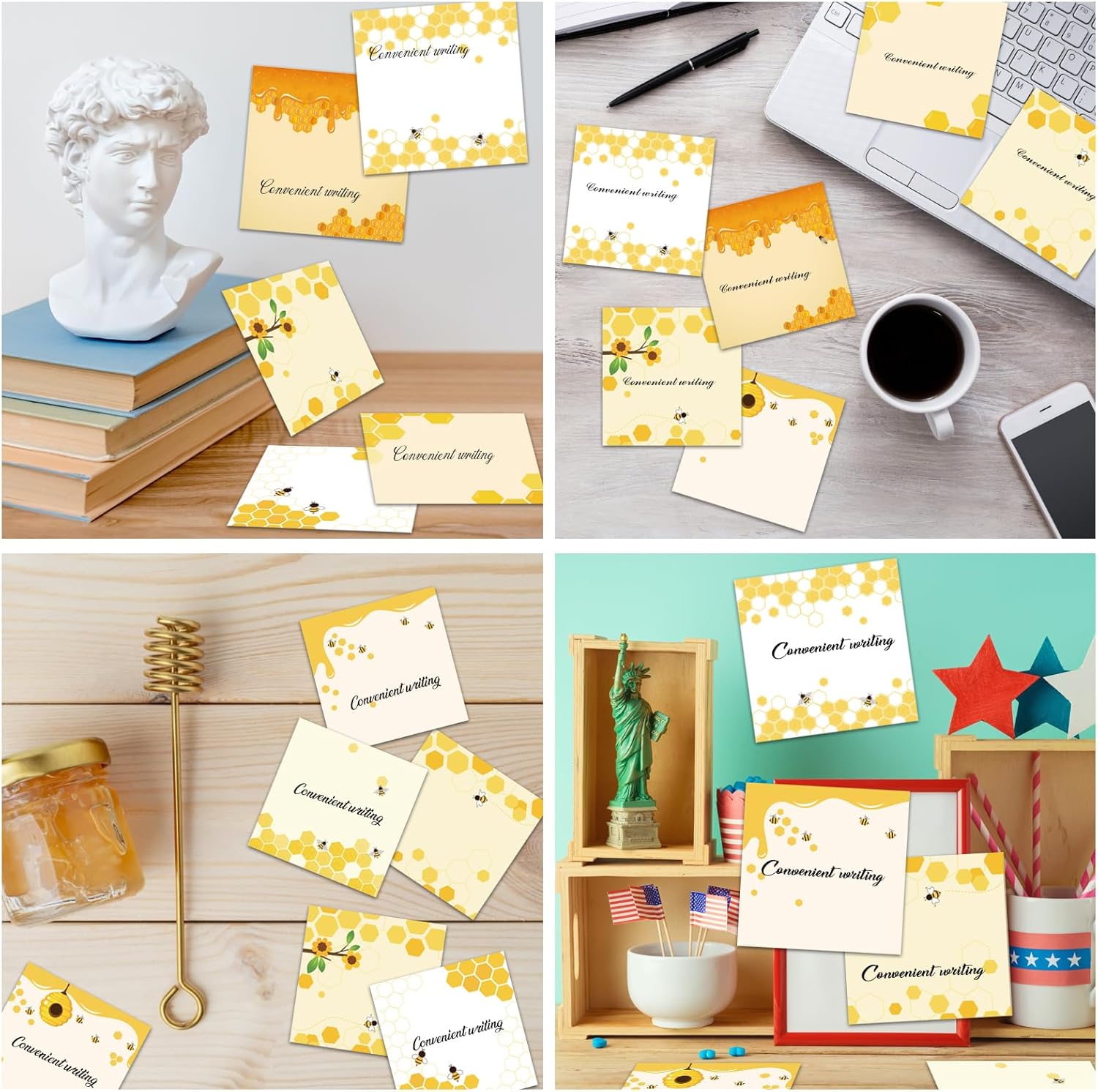 9 notas adhesivas de abeja de 3 x 3 pulgadas, lindas notas de abeja adversas, notas de notas para escuela, oficina, hogar, suministros para
